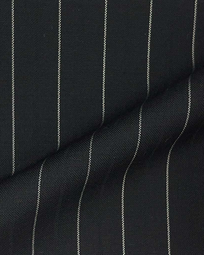 Vitale Barberis Canonico WOOL & MOHAIR Westwood Hart Online Custom Hand Tailor Suits Sportcoats Trousers Waistcoats Overcoats Made To Measure Formalwear Tuxedo Black 5/8" Wide Pinstripes