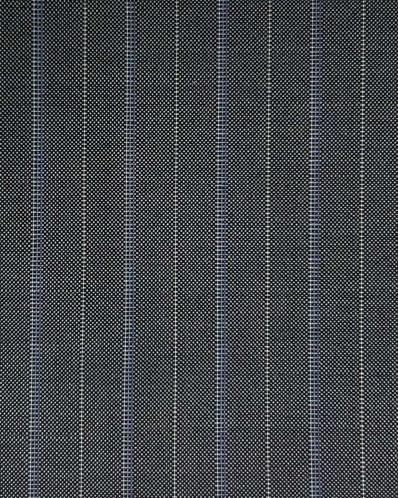 Vitale Barberis Canonico WOOL & MOHAIR Westwood Hart Online Custom Hand Tailor Suits Sportcoats Trousers Waistcoats Overcoats Made To Measure Formalwear Tuxedo Charcoal Grey With Blue And Silver Pinstripes
