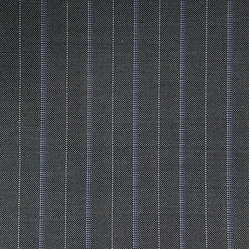 Vitale Barberis Canonico WOOL & MOHAIR Westwood Hart Online Custom Hand Tailor Suits Sportcoats Trousers Waistcoats Overcoats Made To Measure Formalwear Tuxedo Charcoal Grey With Blue And Silver Pinstripes