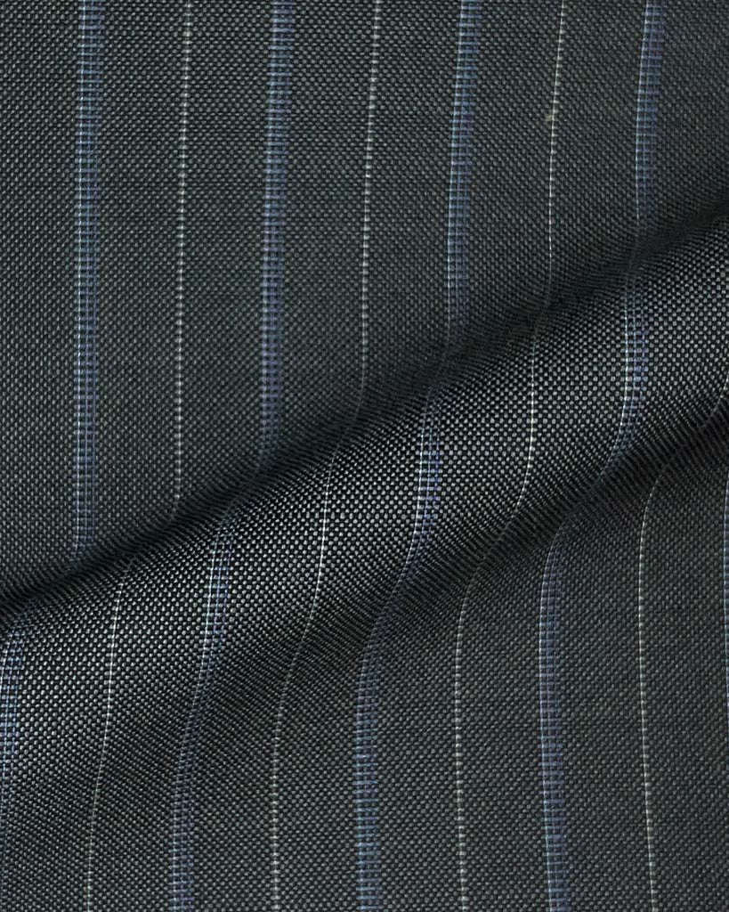 Vitale Barberis Canonico WOOL & MOHAIR Westwood Hart Online Custom Hand Tailor Suits Sportcoats Trousers Waistcoats Overcoats Made To Measure Formalwear Tuxedo Charcoal Grey With Blue And Silver Pinstripes