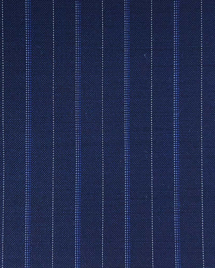 Vitale Barberis Canonico WOOL & MOHAIR Westwood Hart Online Custom Hand Tailor Suits Sportcoats Trousers Waistcoats Overcoats Made To Measure Formalwear Tuxedo Navy With Royal Blue And Grey Pinstripes