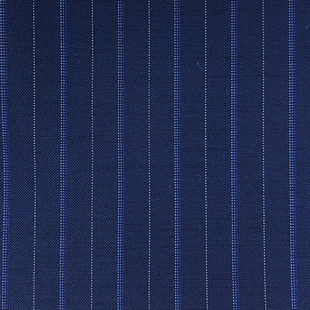 Vitale Barberis Canonico WOOL & MOHAIR Westwood Hart Online Custom Hand Tailor Suits Sportcoats Trousers Waistcoats Overcoats Made To Measure Formalwear Tuxedo Navy With Royal Blue And Grey Pinstripes