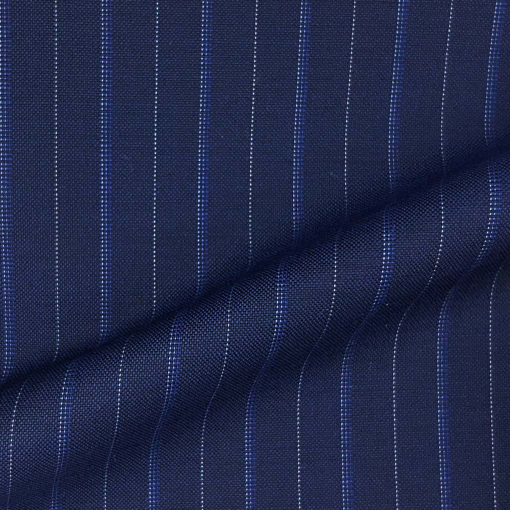 Vitale Barberis Canonico WOOL & MOHAIR Westwood Hart Online Custom Hand Tailor Suits Sportcoats Trousers Waistcoats Overcoats Made To Measure Formalwear Tuxedo Navy With Royal Blue And Grey Pinstripes