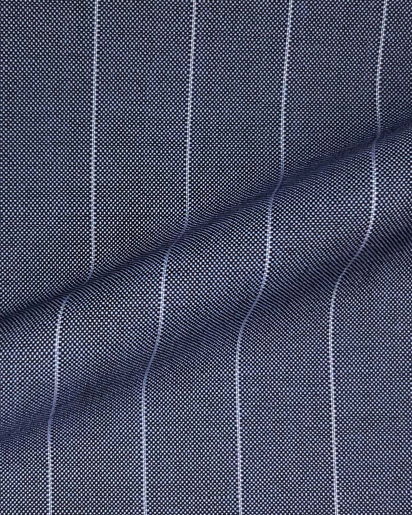Vitale Barberis Canonico WOOL & MOHAIR Westwood Hart Online Custom Hand Tailor Suits Sportcoats Trousers Waistcoats Overcoats Made To Measure Formalwear Tuxedo Steel Blue 5/8" Wide Pinstripes