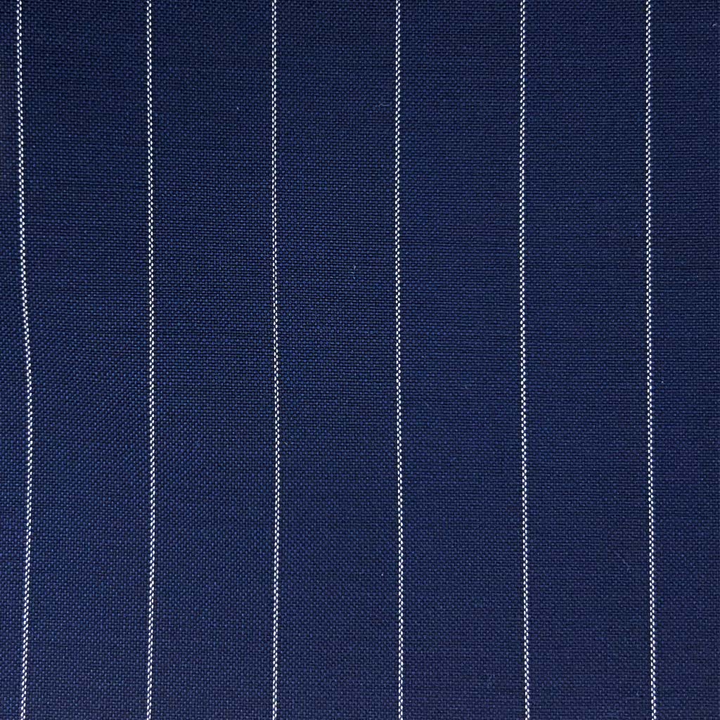 Vitale Barberis Canonico WOOL & MOHAIR Westwood Hart Online Custom Hand Tailor Suits Sportcoats Trousers Waistcoats Overcoats Made To Measure Formalwear Tuxedo Navy 5/8" Wide Pinstripes