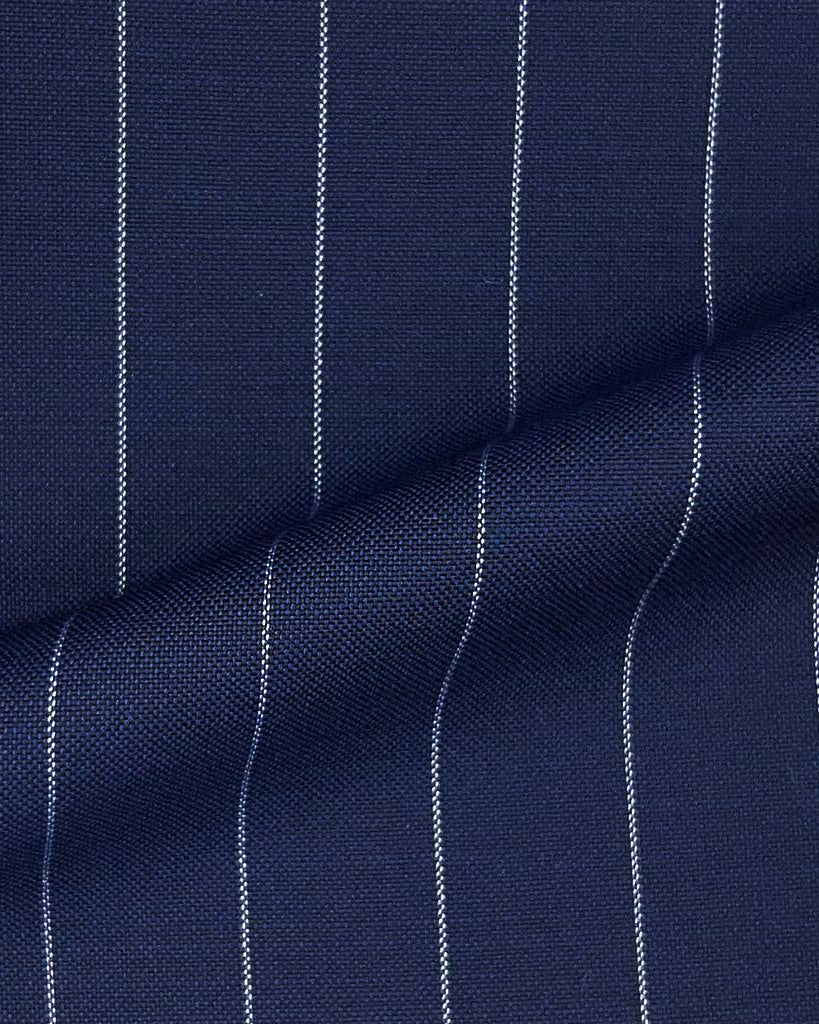 Vitale Barberis Canonico WOOL & MOHAIR Westwood Hart Online Custom Hand Tailor Suits Sportcoats Trousers Waistcoats Overcoats Made To Measure Formalwear Tuxedo Navy 5/8" Wide Pinstripes