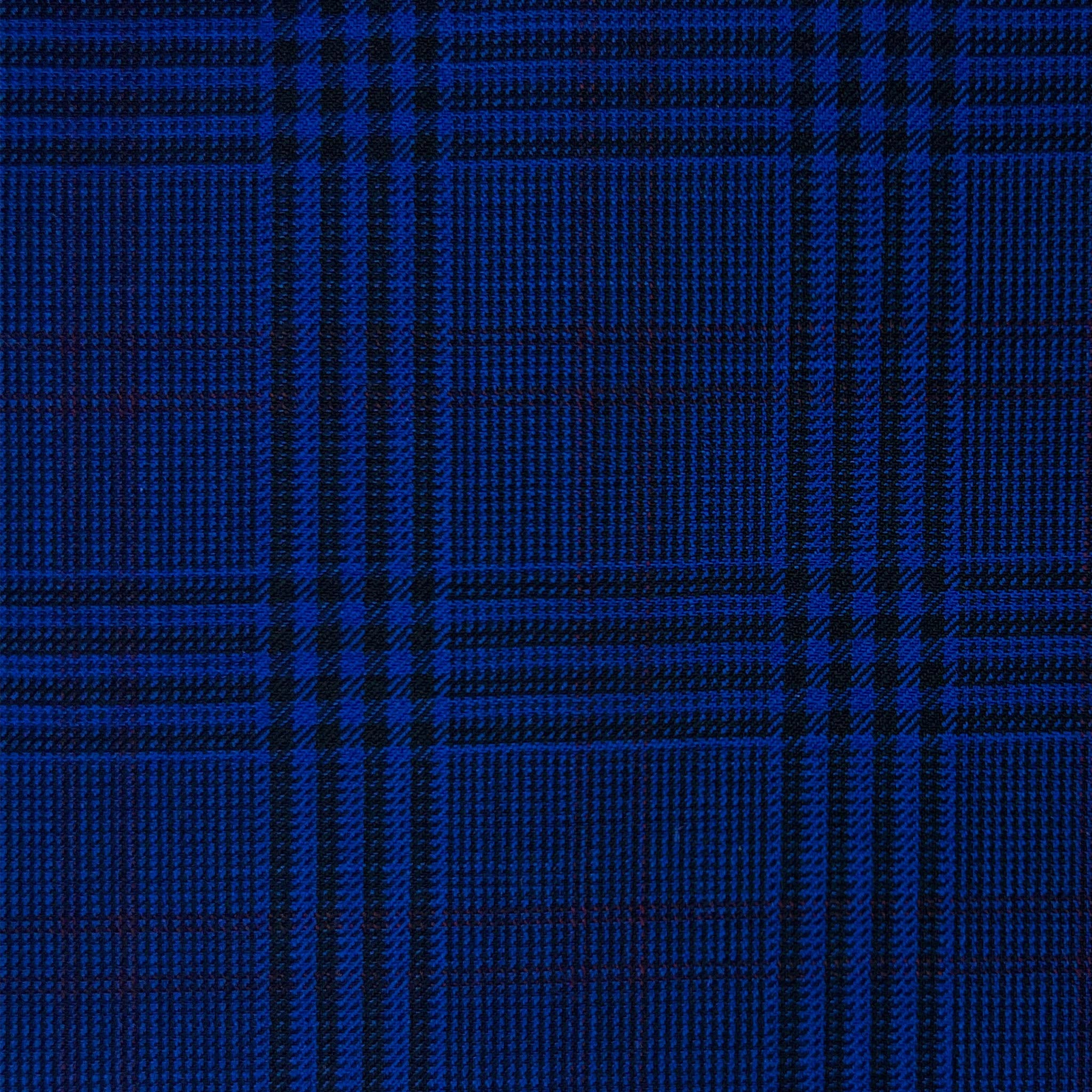 Royal Blue Prince Of Wales Plaid Red Windowpane Wool Menswear Suit