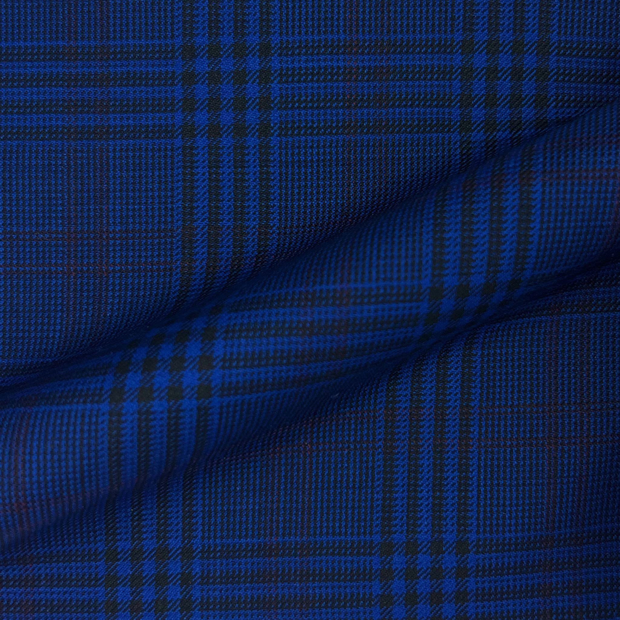 Royal Blue Prince Of Wales Plaid Red Windowpane Wool Menswear Suit