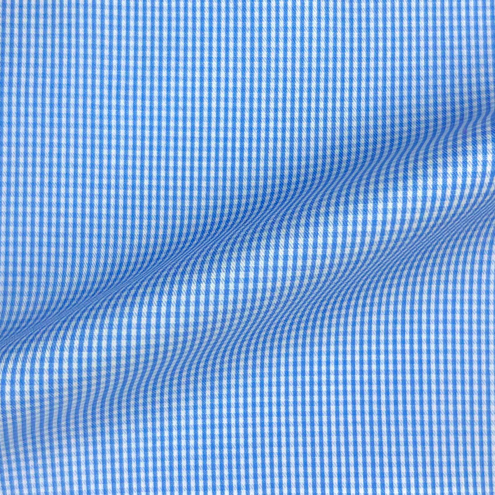 Light Blue Fine Micro Grid Checks Giza 45 Egyptian Cotton Dress Shirt Cloth