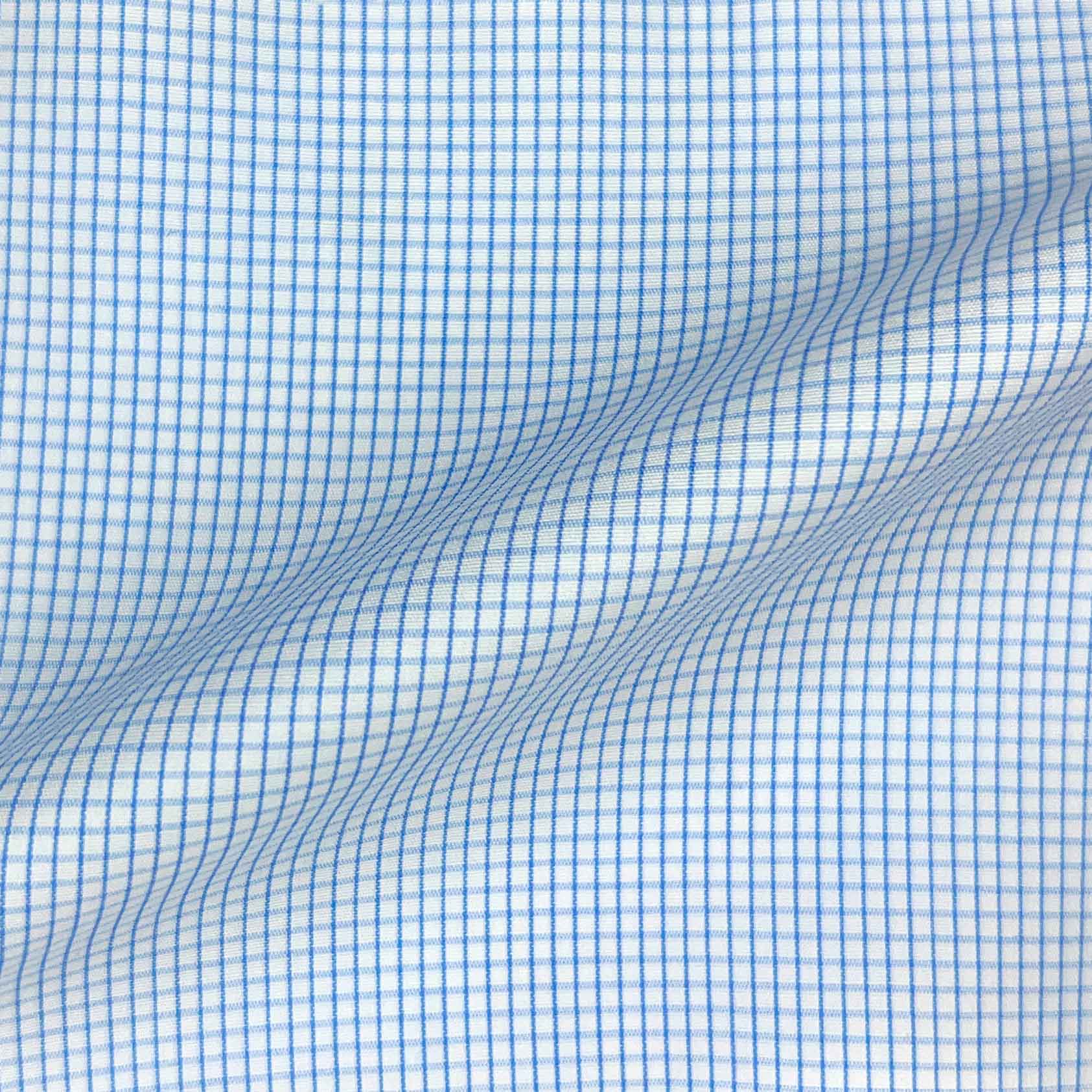 Light Blue Fine Mini Grid Checks Giza 45 Egyptian Cotton Dress Shirt Cloth