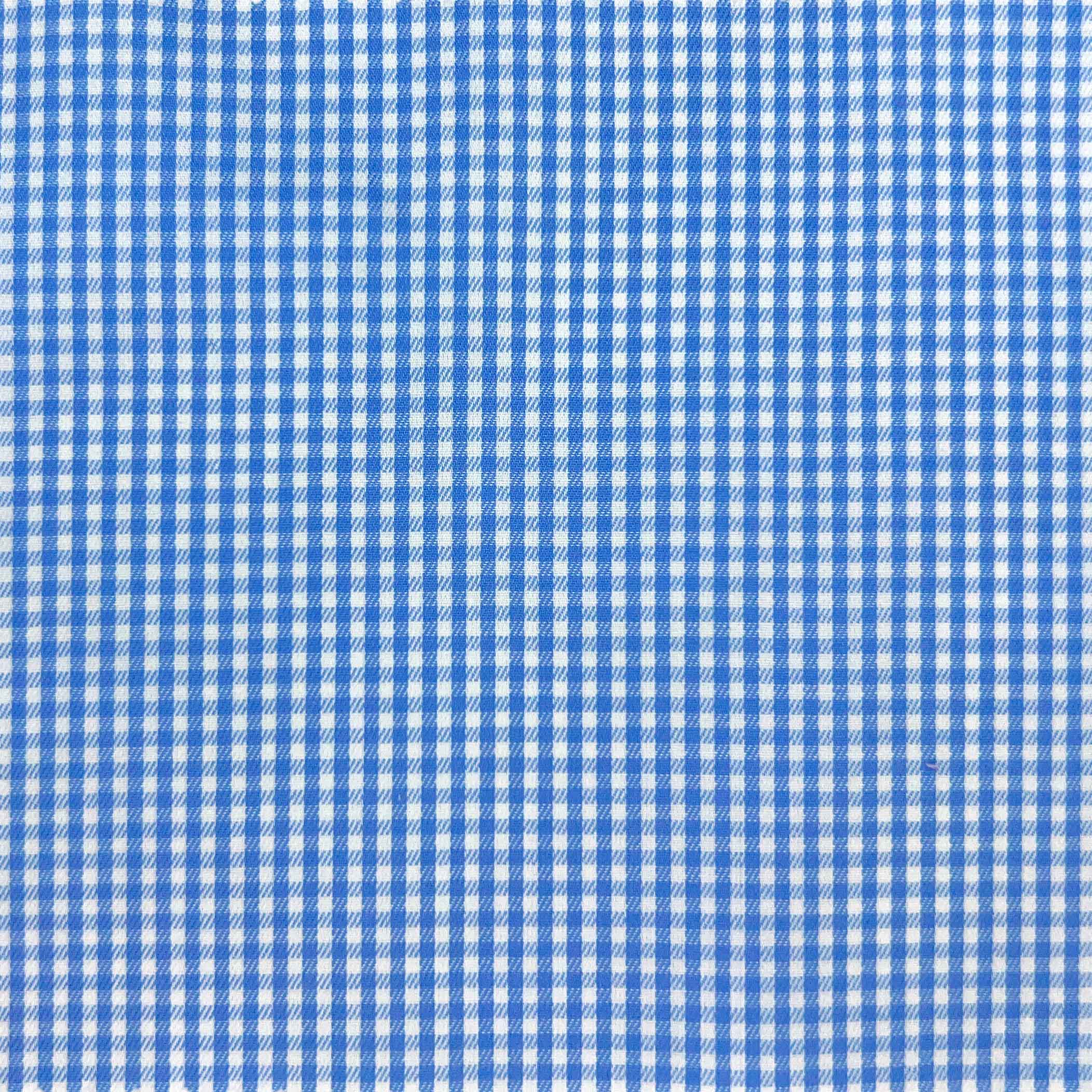 Light Blue Micro Grid Check Giza 45 Egyptian Cotton Dress Shirt Cloth