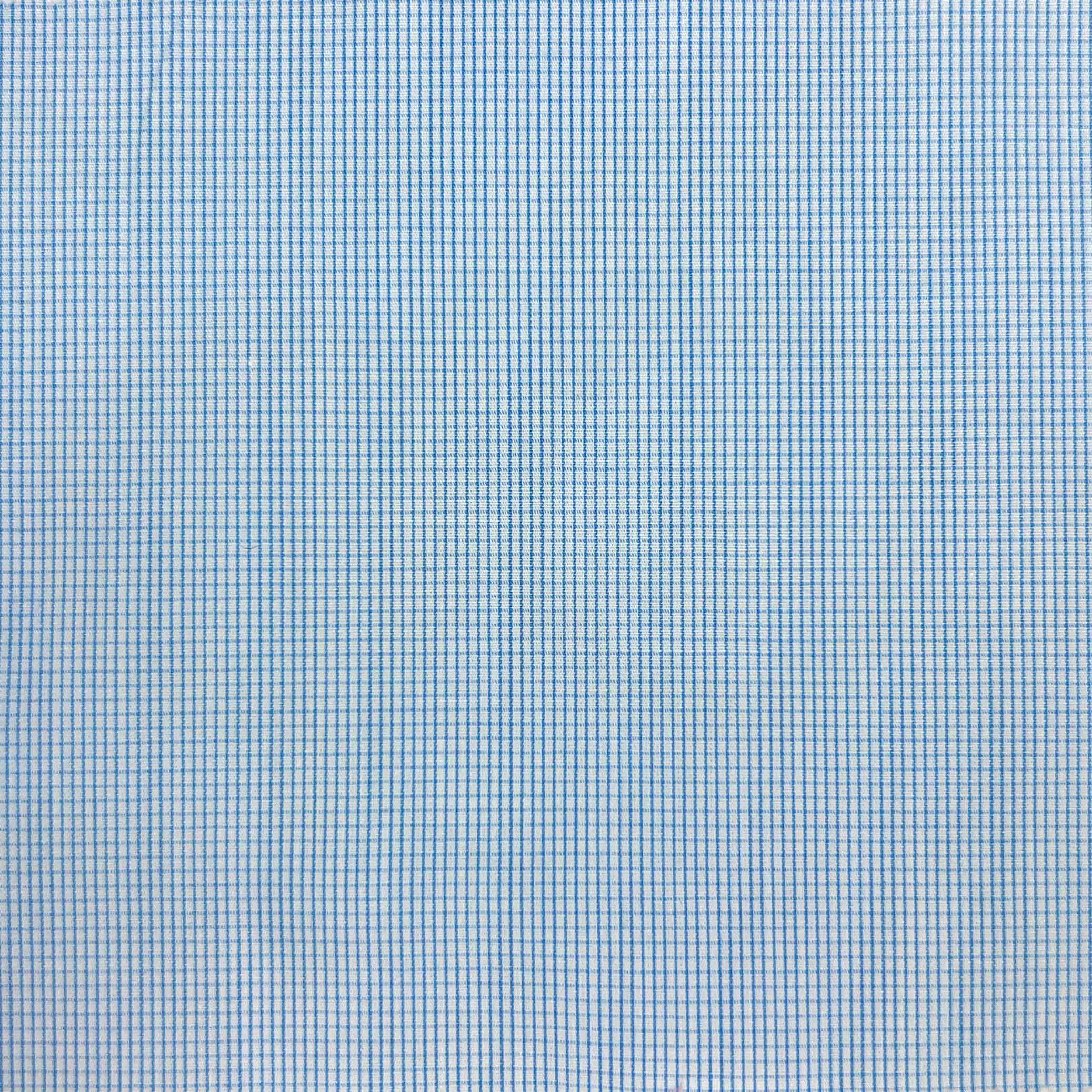 Sky Blue Fine Micro Grid Check Giza 45 Egyptian Cotton Dress Shirt Cloth