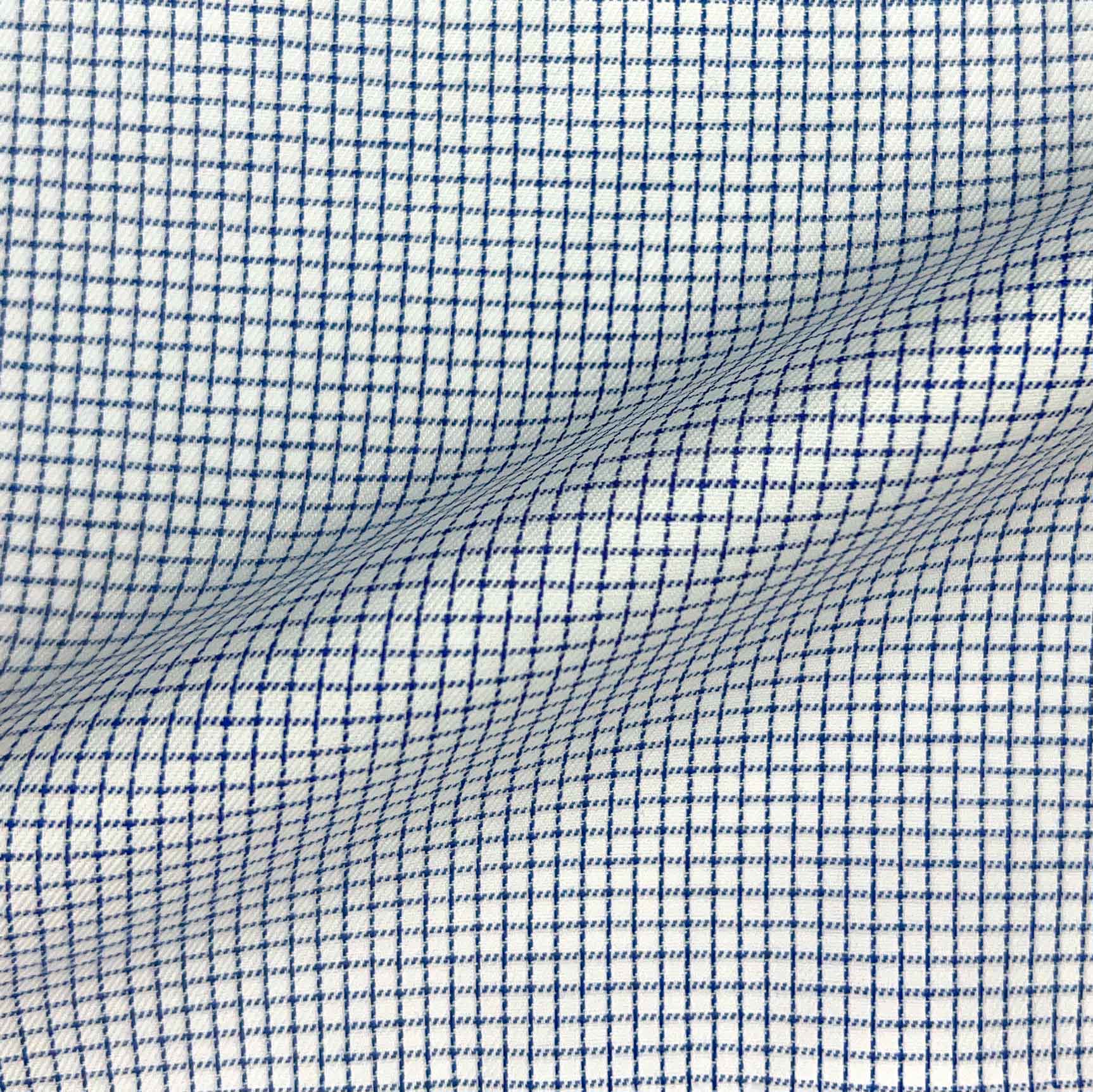 Navy Blue Fine Mini Grid Check Giza 45 Egyptian Cotton Dress Shirt Cloth