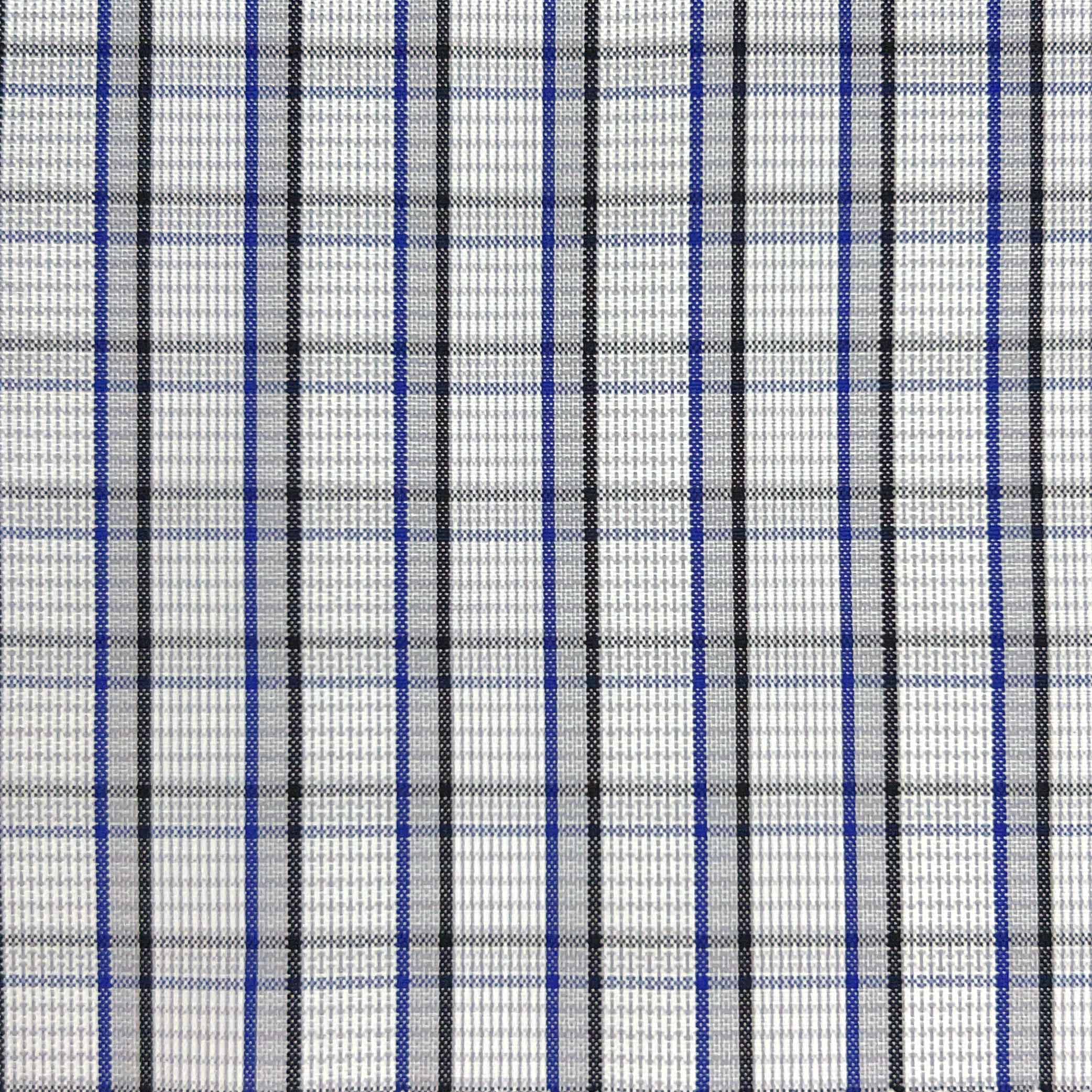 Grey Grid Check Giza 45 Egyptian Cotton Dress Shirt Cloth