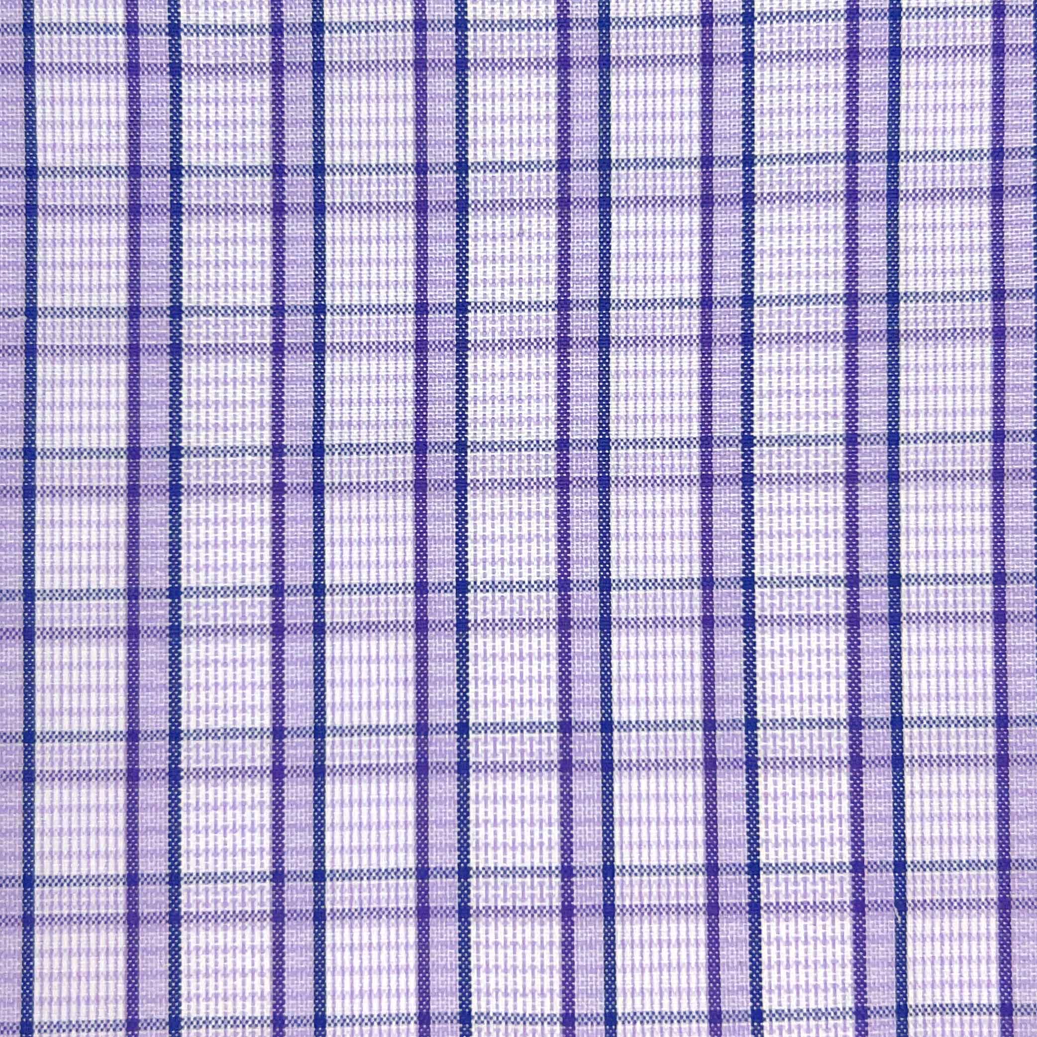 Purple Grid Check Giza 45 Egyptian Cotton Dress Shirt Cloth
