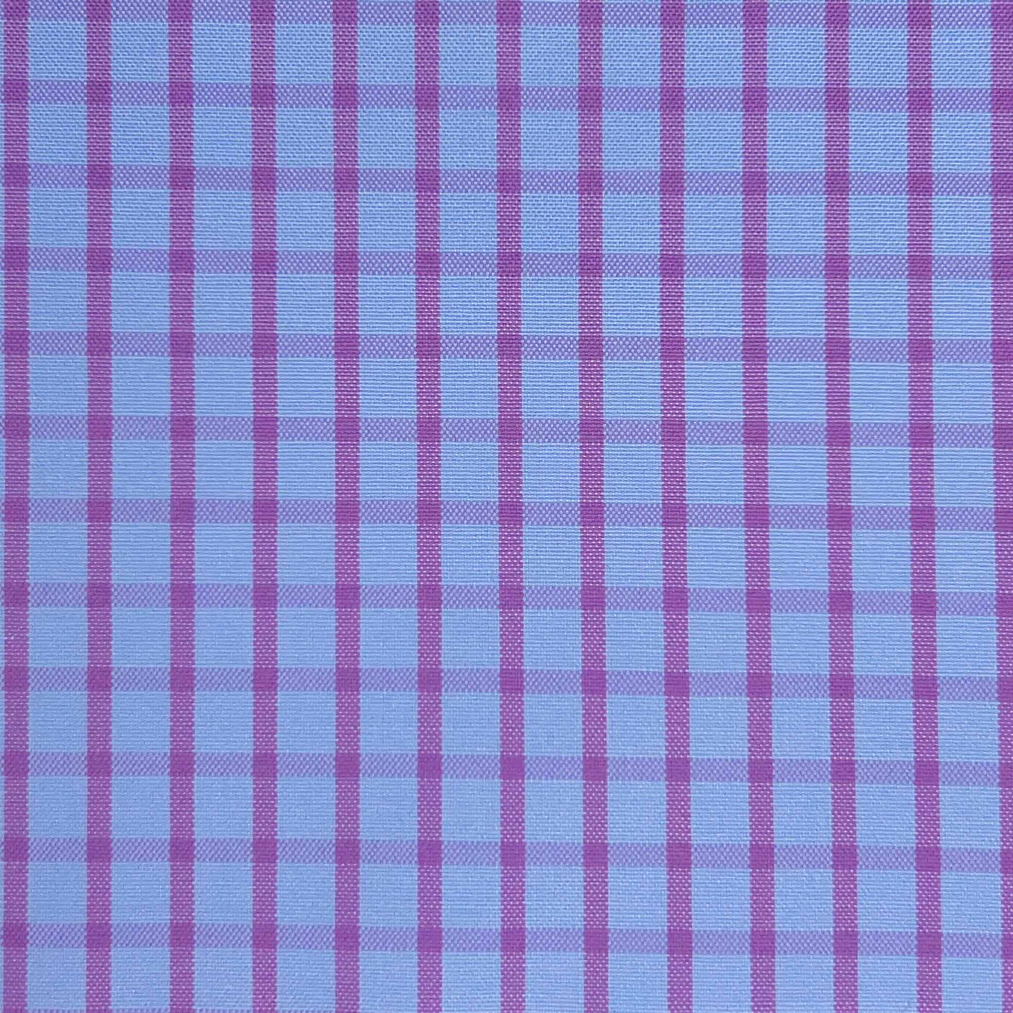 Baby Blue With Magena Pink Grid Check Giza 45 Egyptian Cotton Dress Shirt Cloth