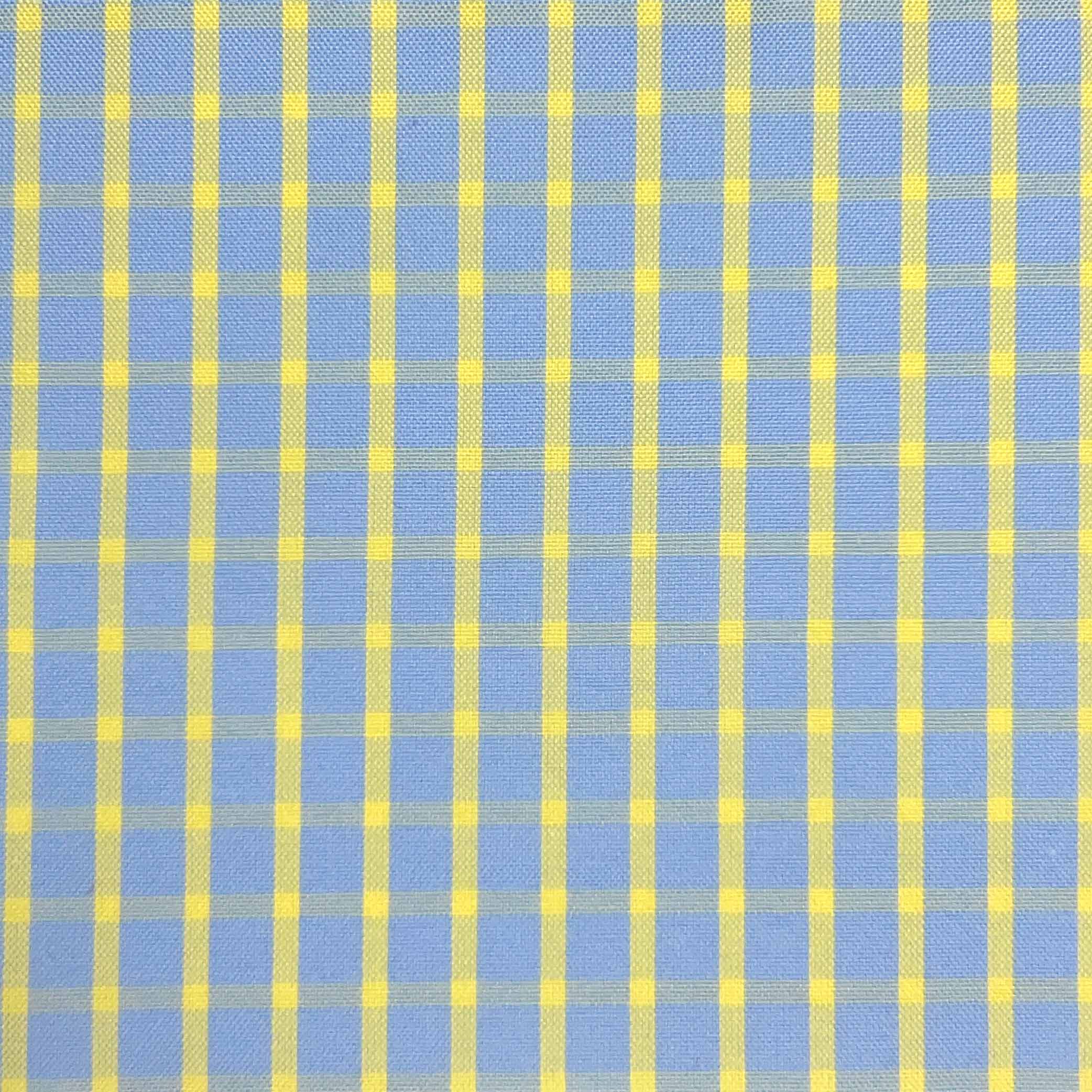 Baby Blue With Neon Yellow Check Giza 45 Egyptian Cotton Dress Shirt Cloth