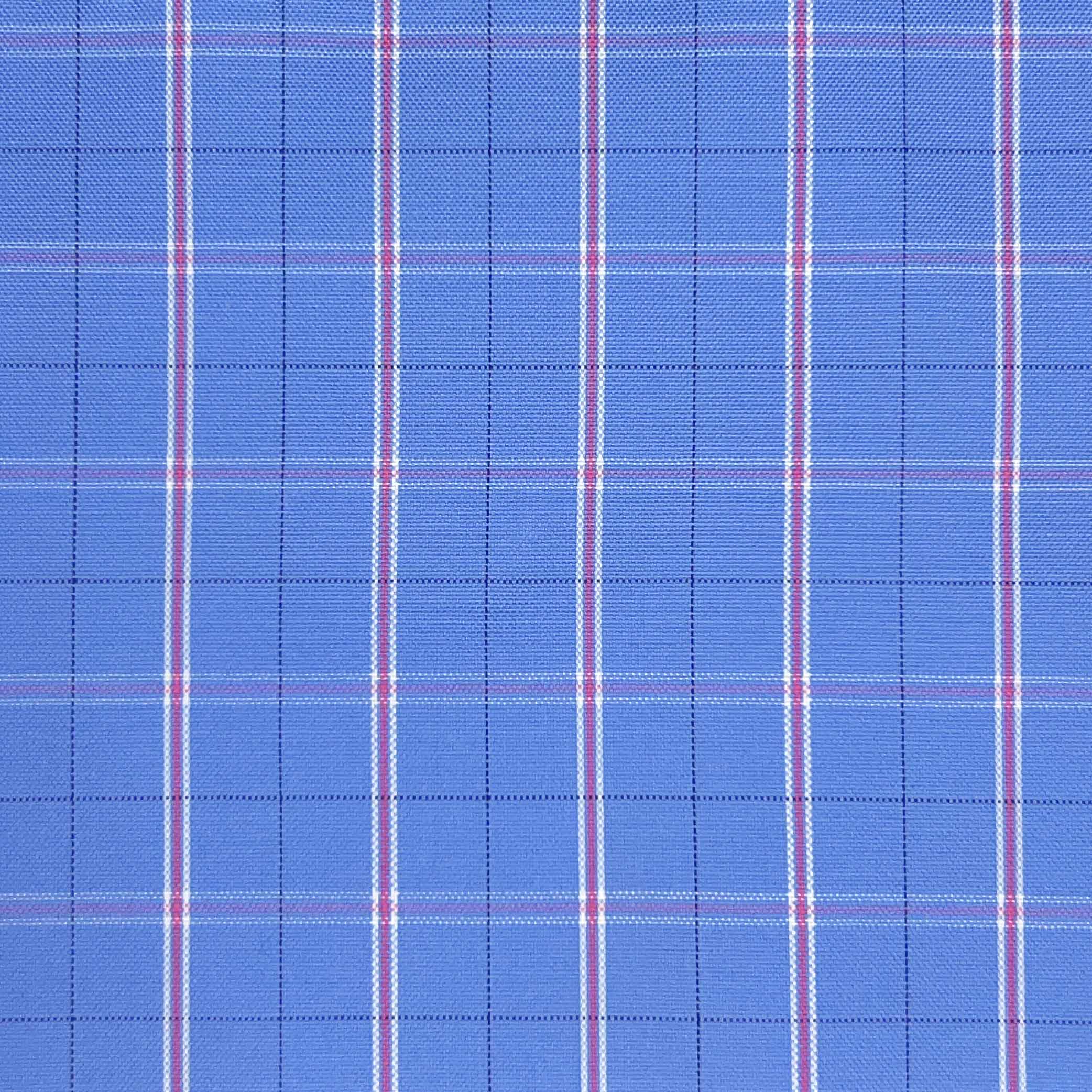 Blue With Pink Check Giza 45 Egyptian Cotton Dress Shirt Cloth
