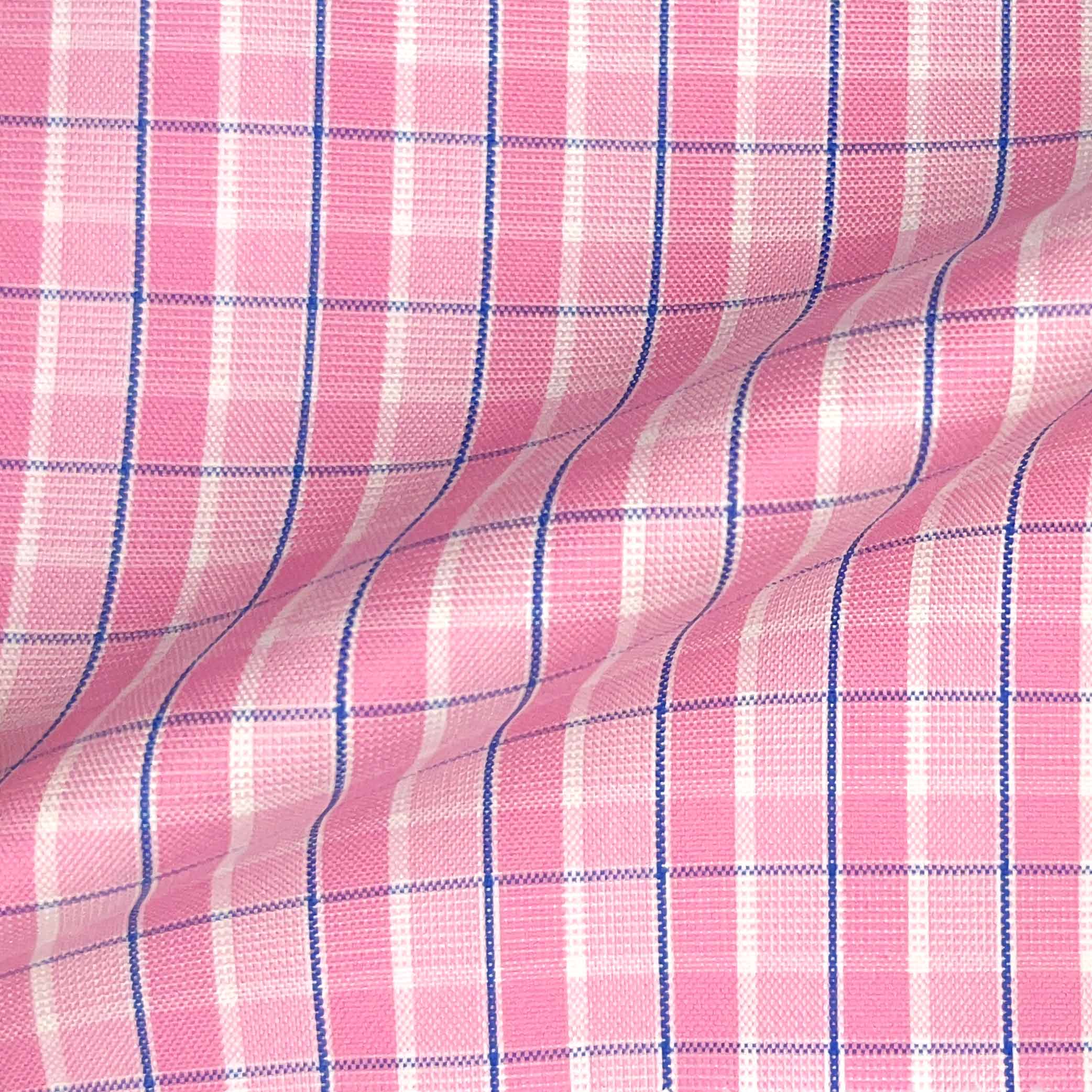 Pink w/ Navy Blue Giza 45 Egyptian Cotton Dress Shirt Cloth