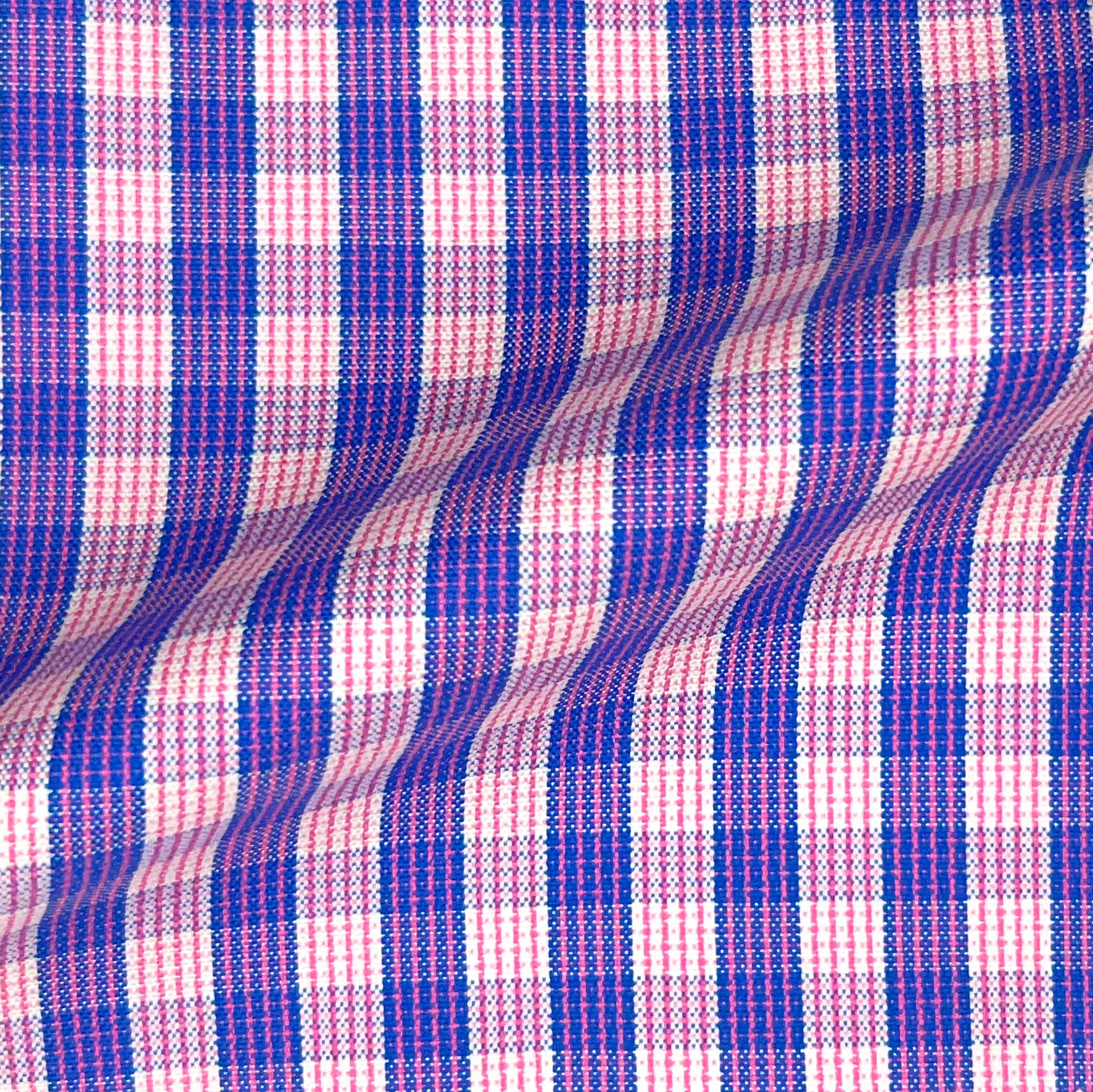Pink w/ Royal Blue Giza 45 Egyptian Cotton Dress Shirt Cloth