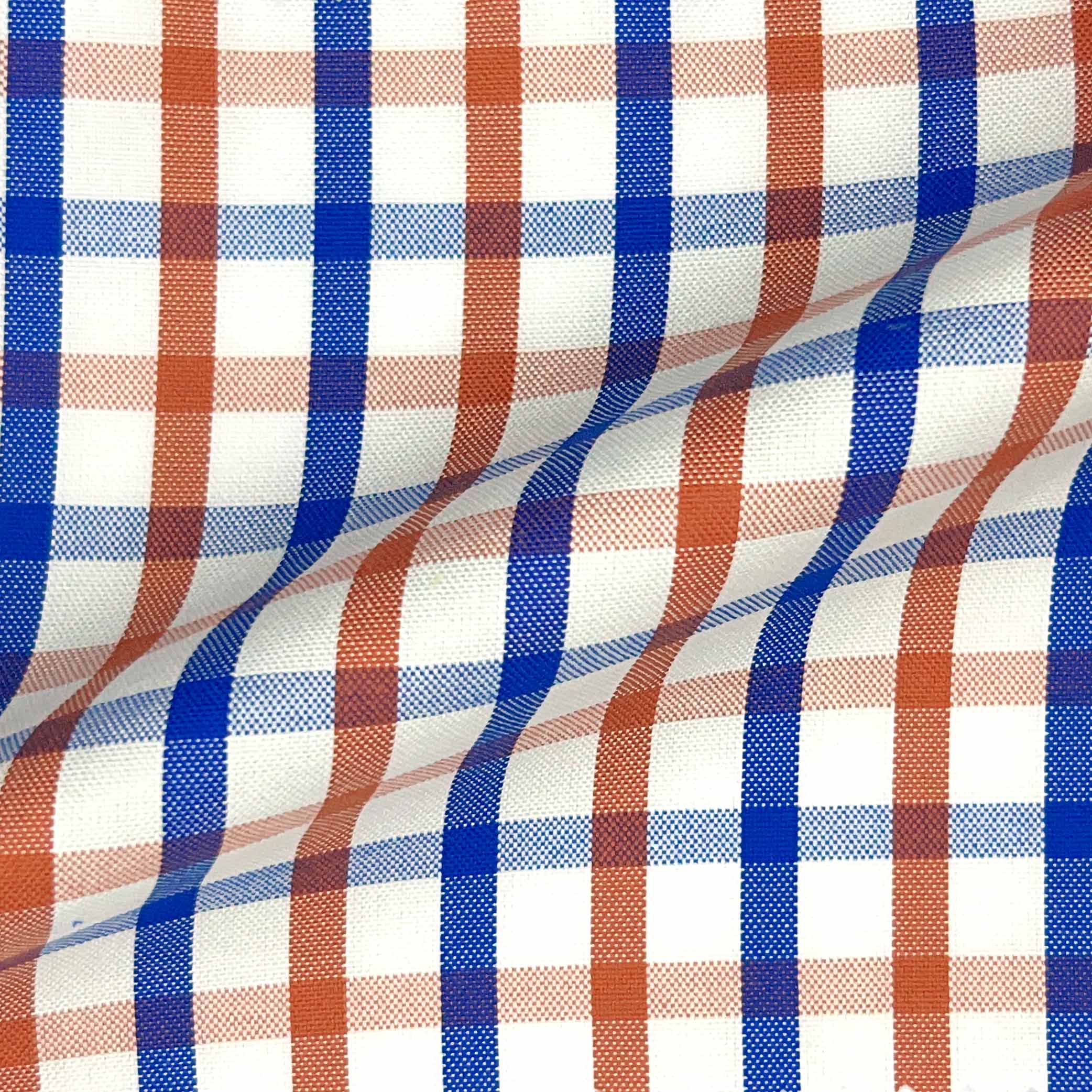 Navy Blue w/ Golden Brown Giza 45 Egyptian Cotton Dress Shirt Cloth