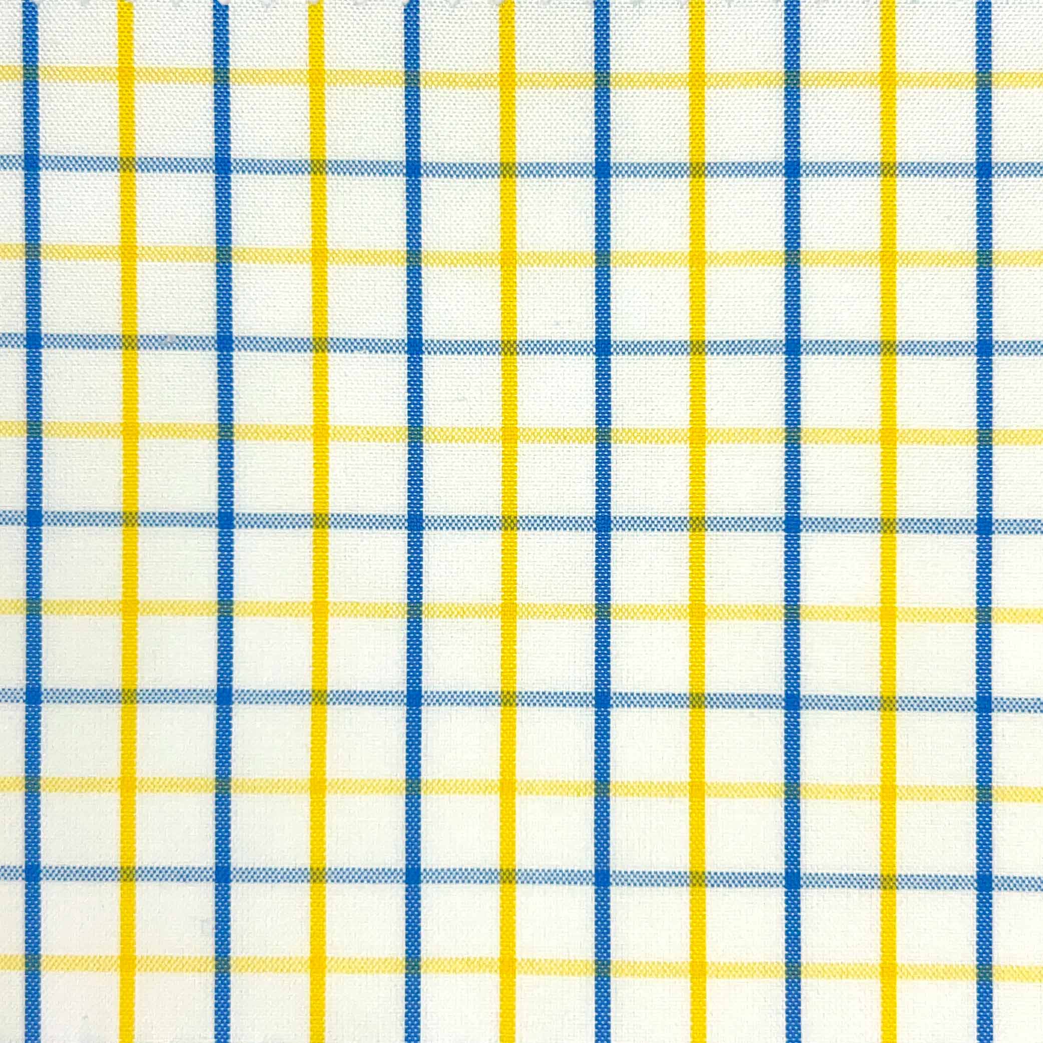 Medium Blue w/ Neon Yellow Giza 45 Egyptian Cotton Dress Shirt Cloth