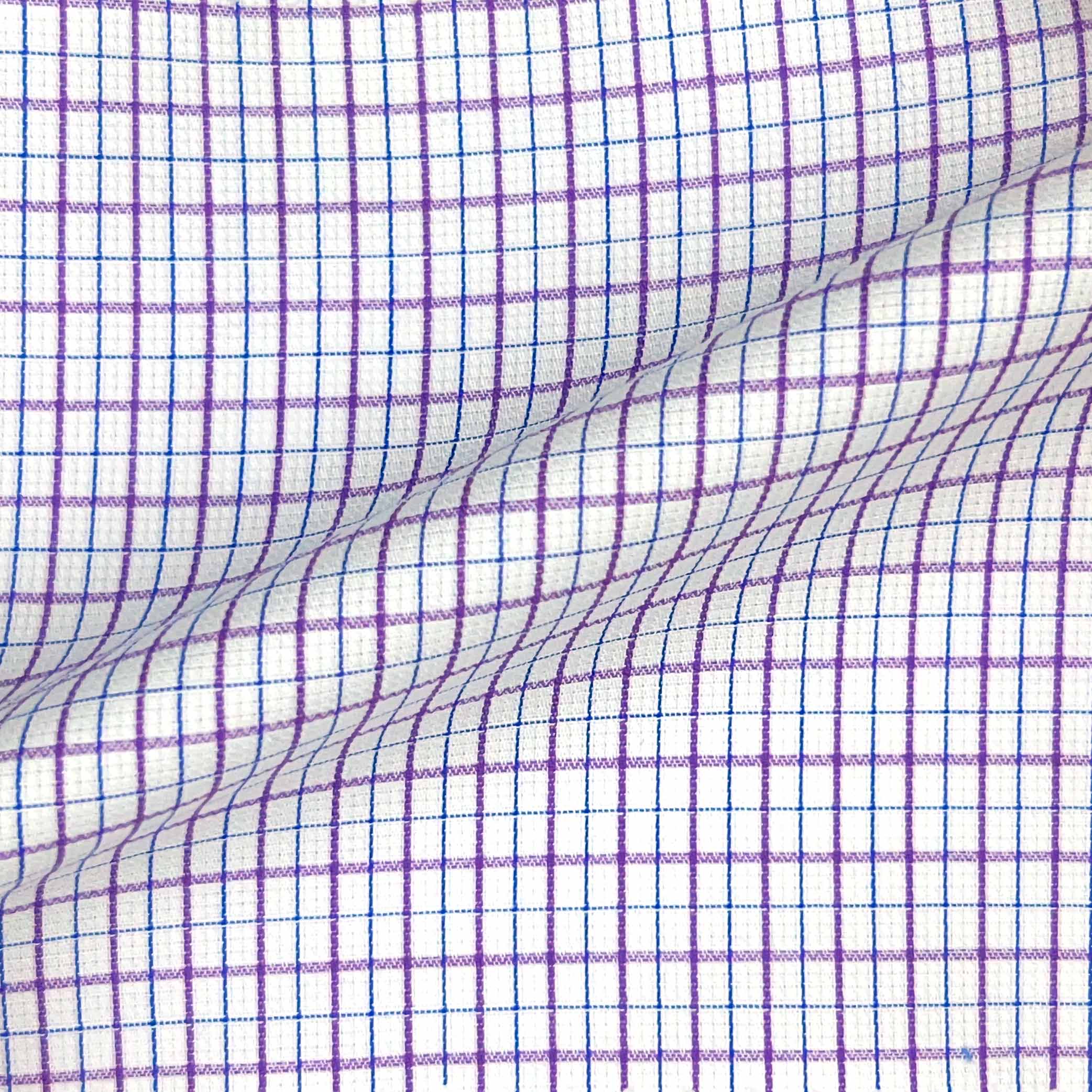 Purple Mini Grid Check Giza 45 Egyptian Cotton Dress Shirt Cloth