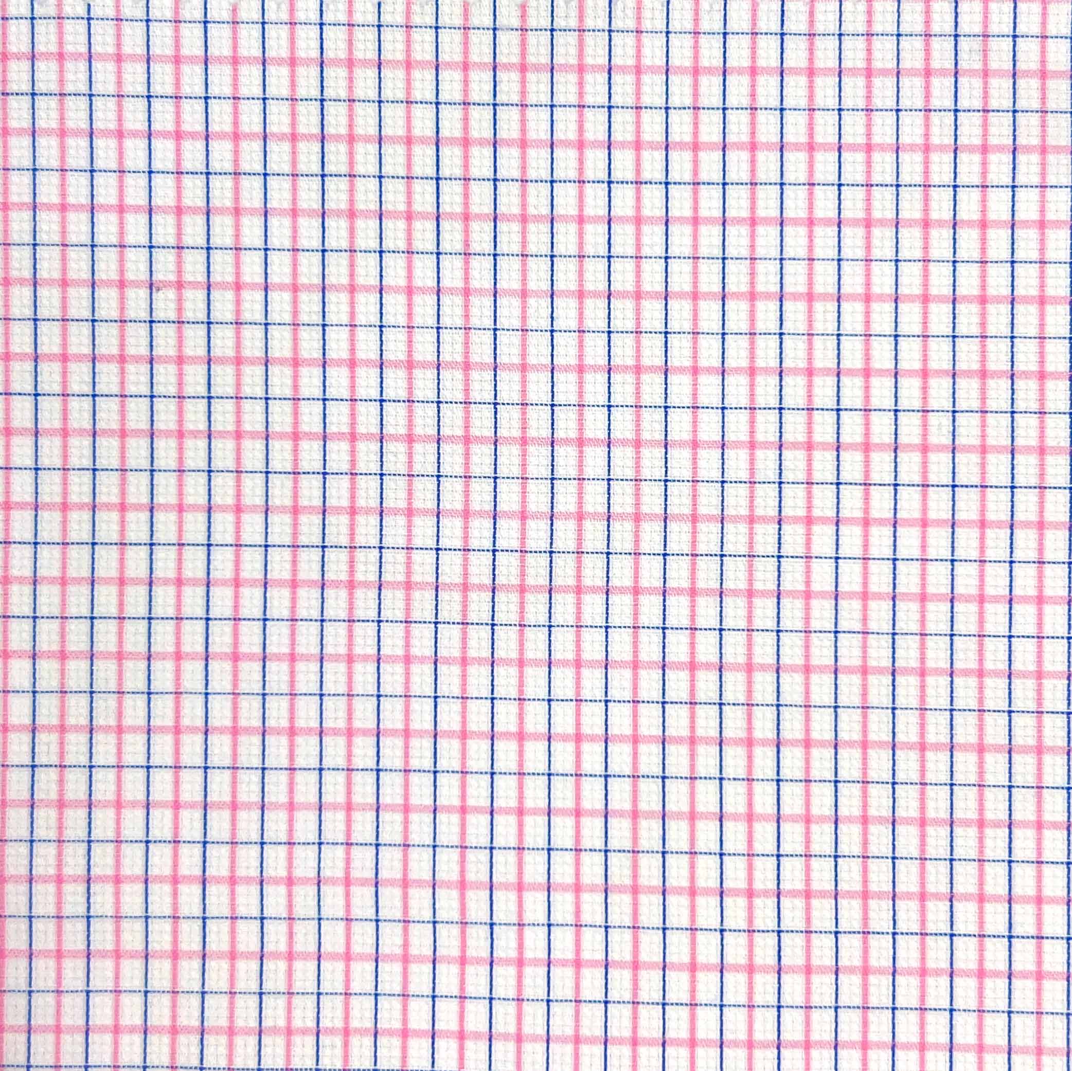 Pink w/ Navy Blue Mini Grid Check Giza 45 Egyptian Cotton Dress Shirt Cloth