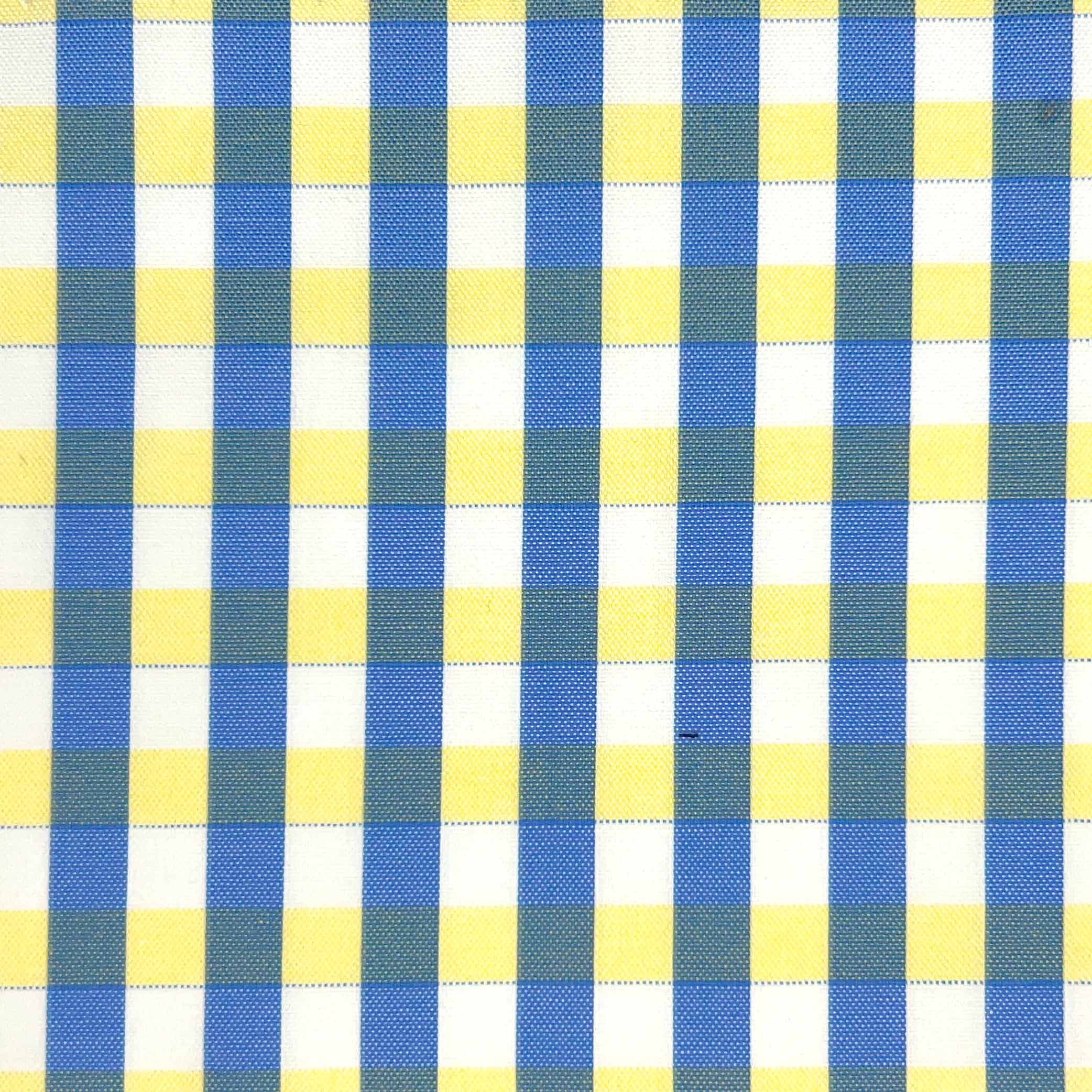Blue w/ Yellow Mini Grid Check Giza 45 Egyptian Cotton Dress Shirt Cloth