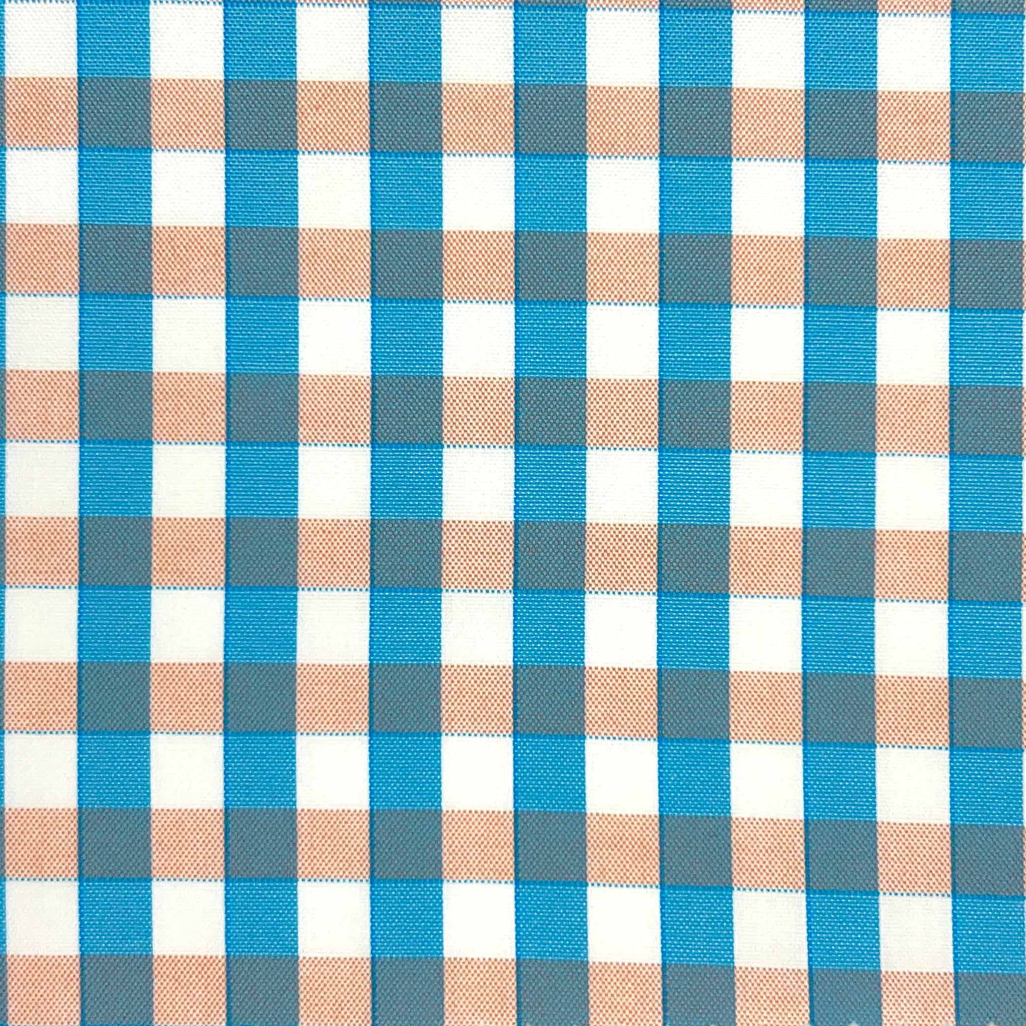 Teal Orange Mini Grid Check Giza 45 Egyptian Cotton Dress Shirt Cloth