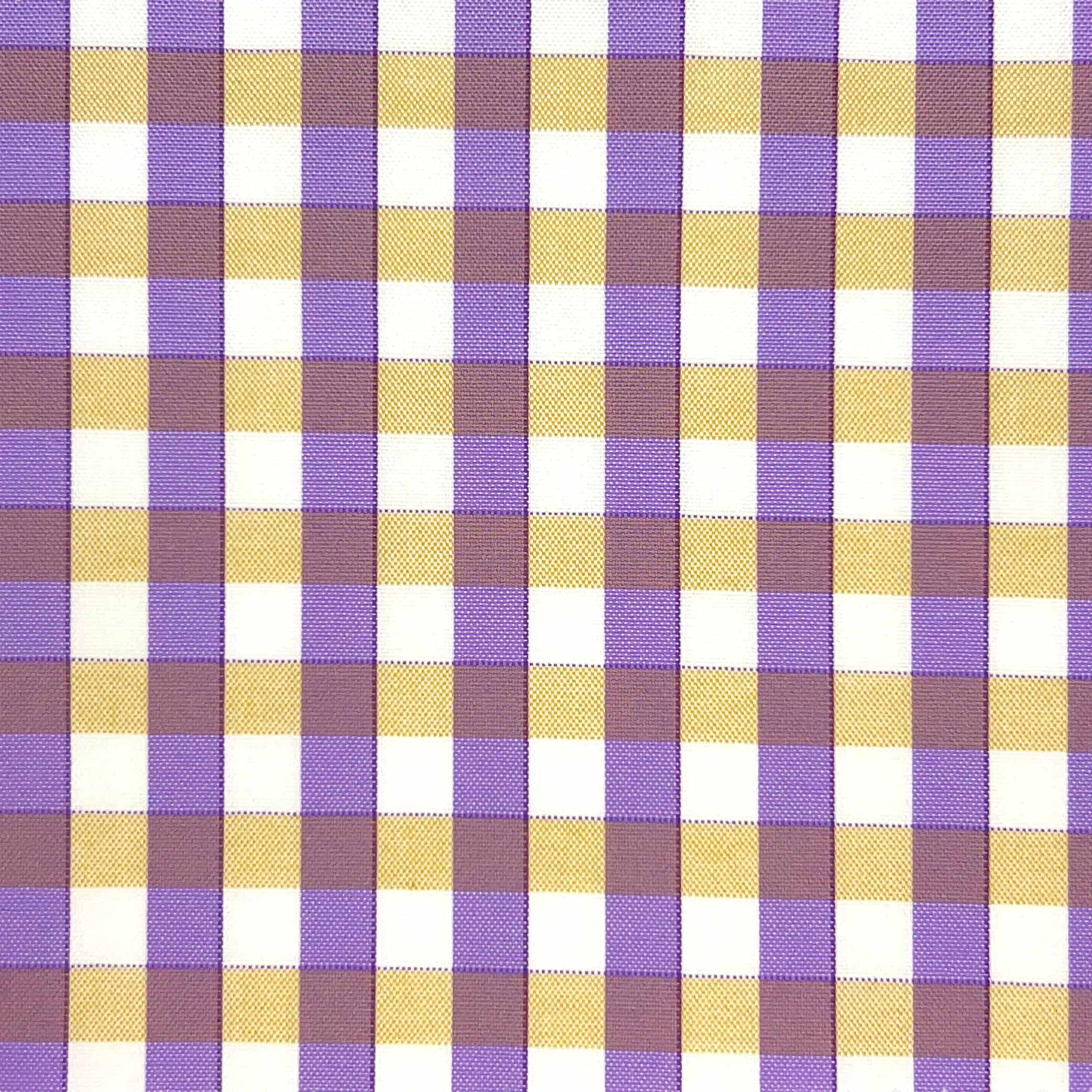 Purple Tan Mini Grid Check Giza 45 Egyptian Cotton Dress Shirt Cloth