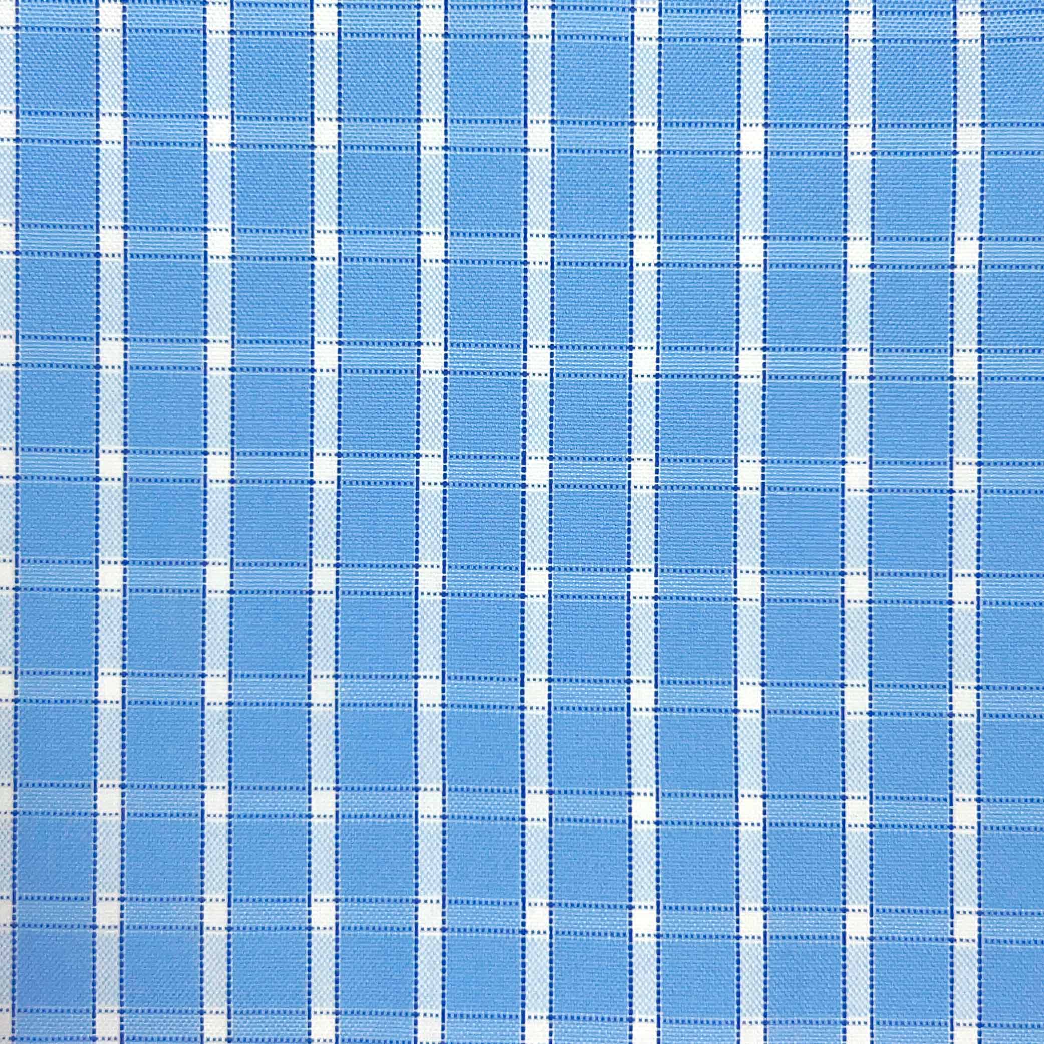 Baby Blue Grid Check Giza 45 Egyptian Cotton Dress Shirt Cloth