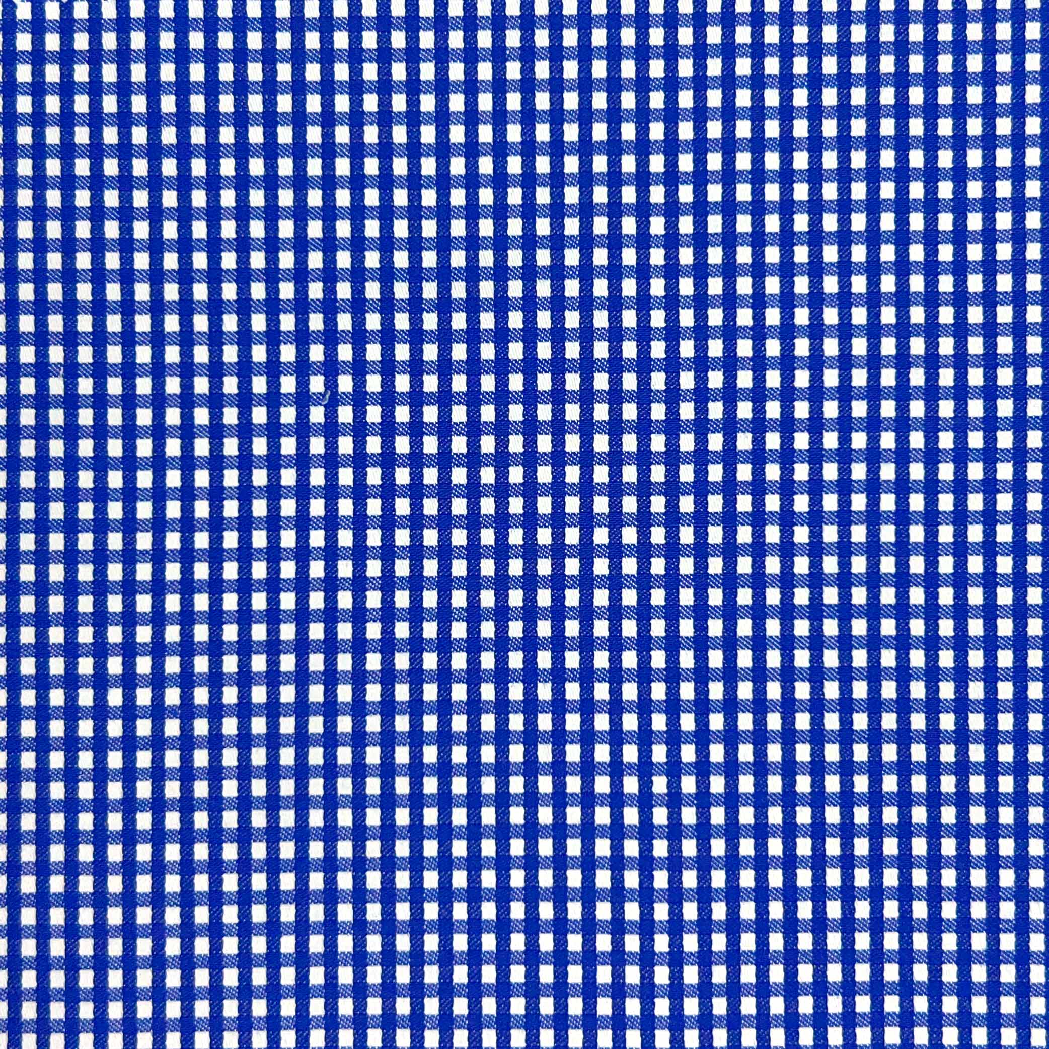 Royal Blue Gingham Check Giza 45 Egyptian Cotton Dress Shirt Cloth