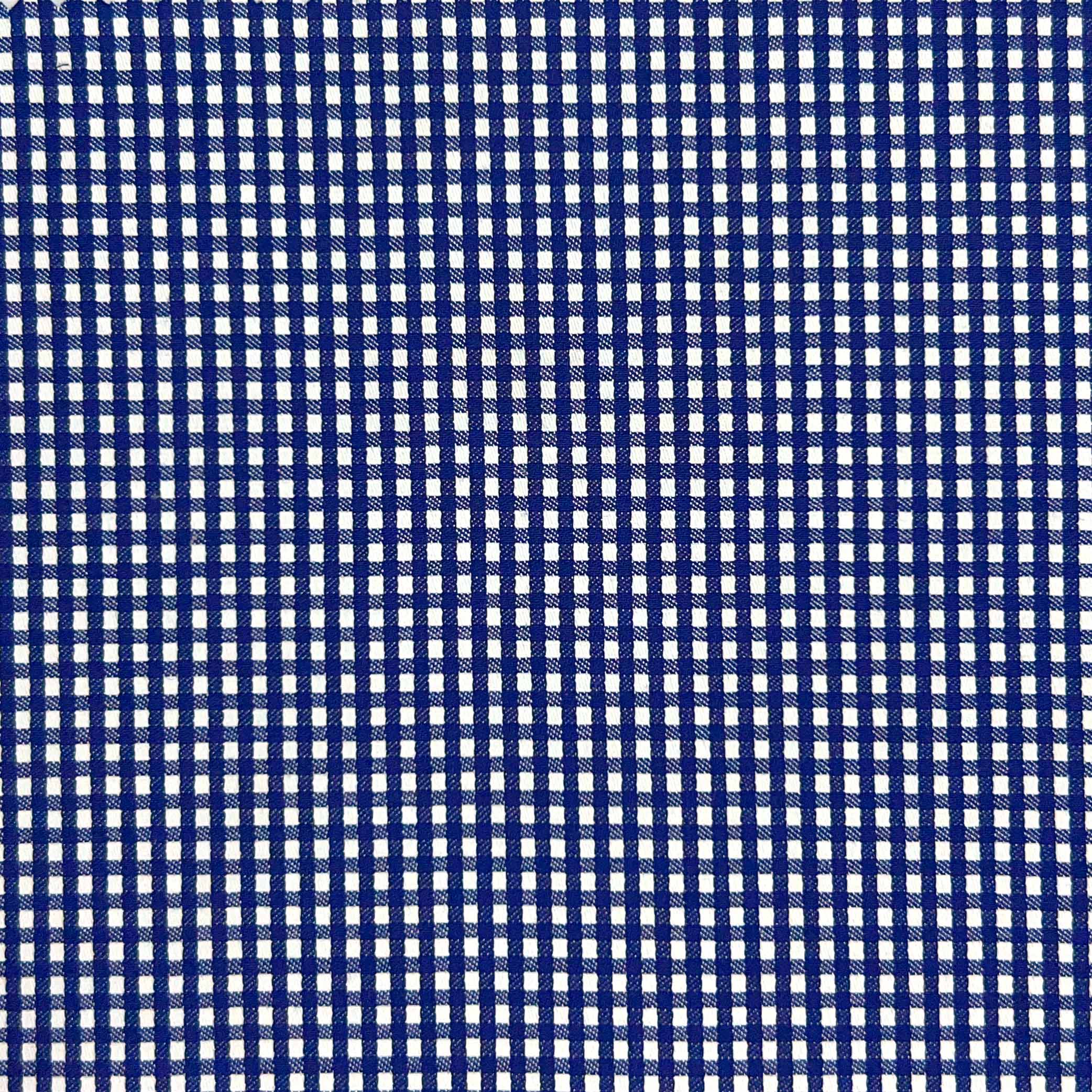 Navy Blue Gingham Check Giza 45 Egyptian Cotton Dress Shirt Cloth