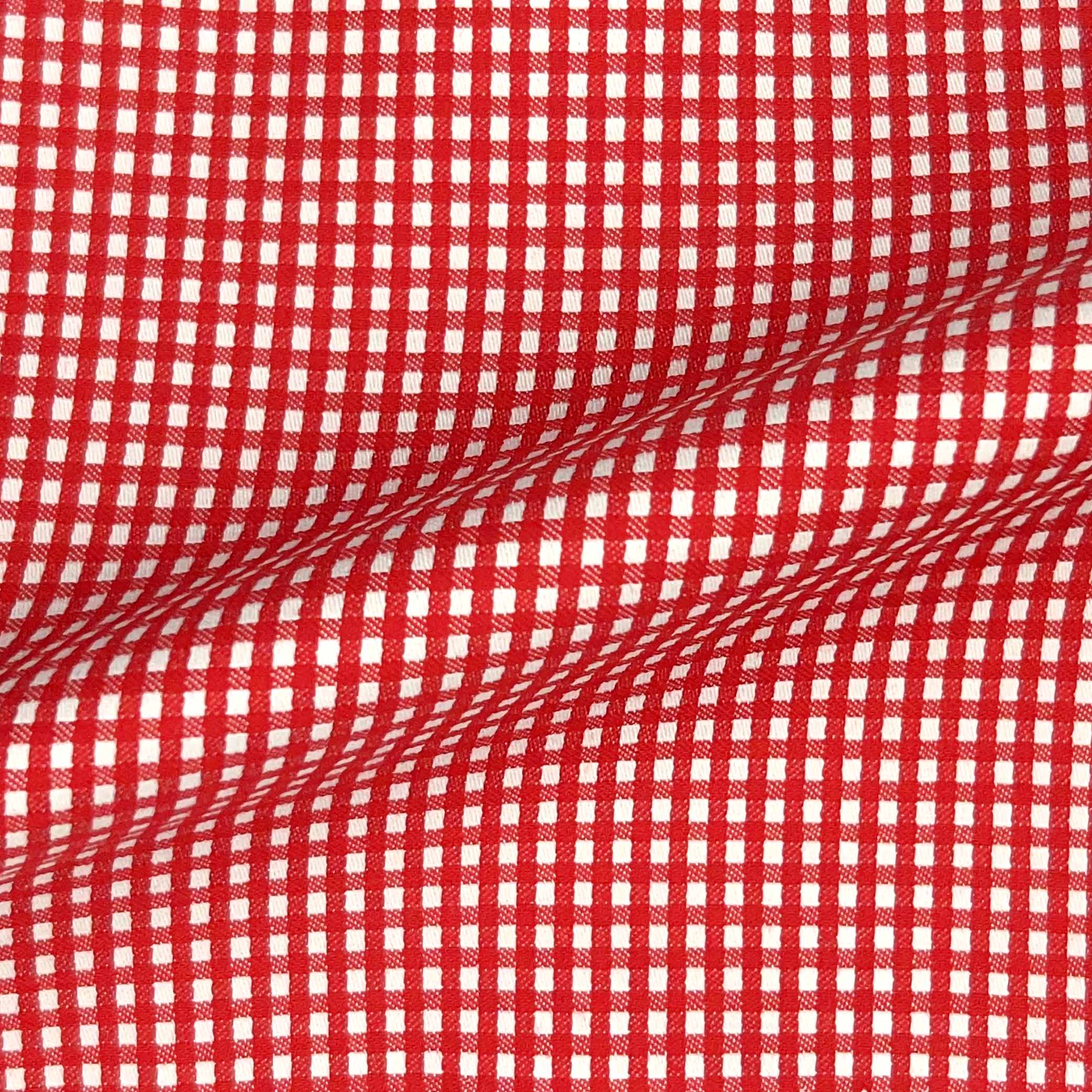 Red Mini Gingham Check Giza 45 Egyptian Cotton Dress Shirt Cloth