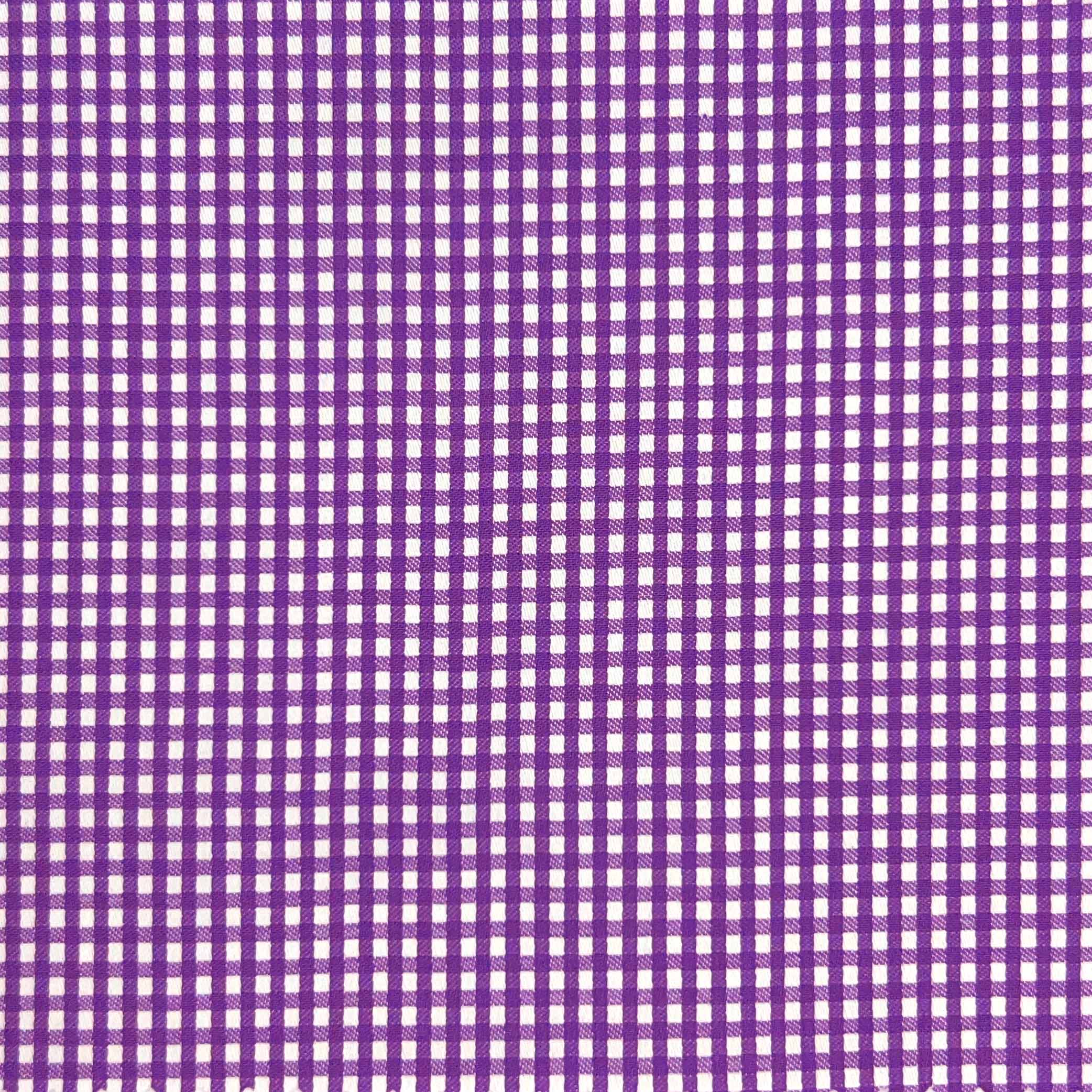 Purple Mini Gingham Check Giza 45 Egyptian Cotton Dress Shirt Cloth