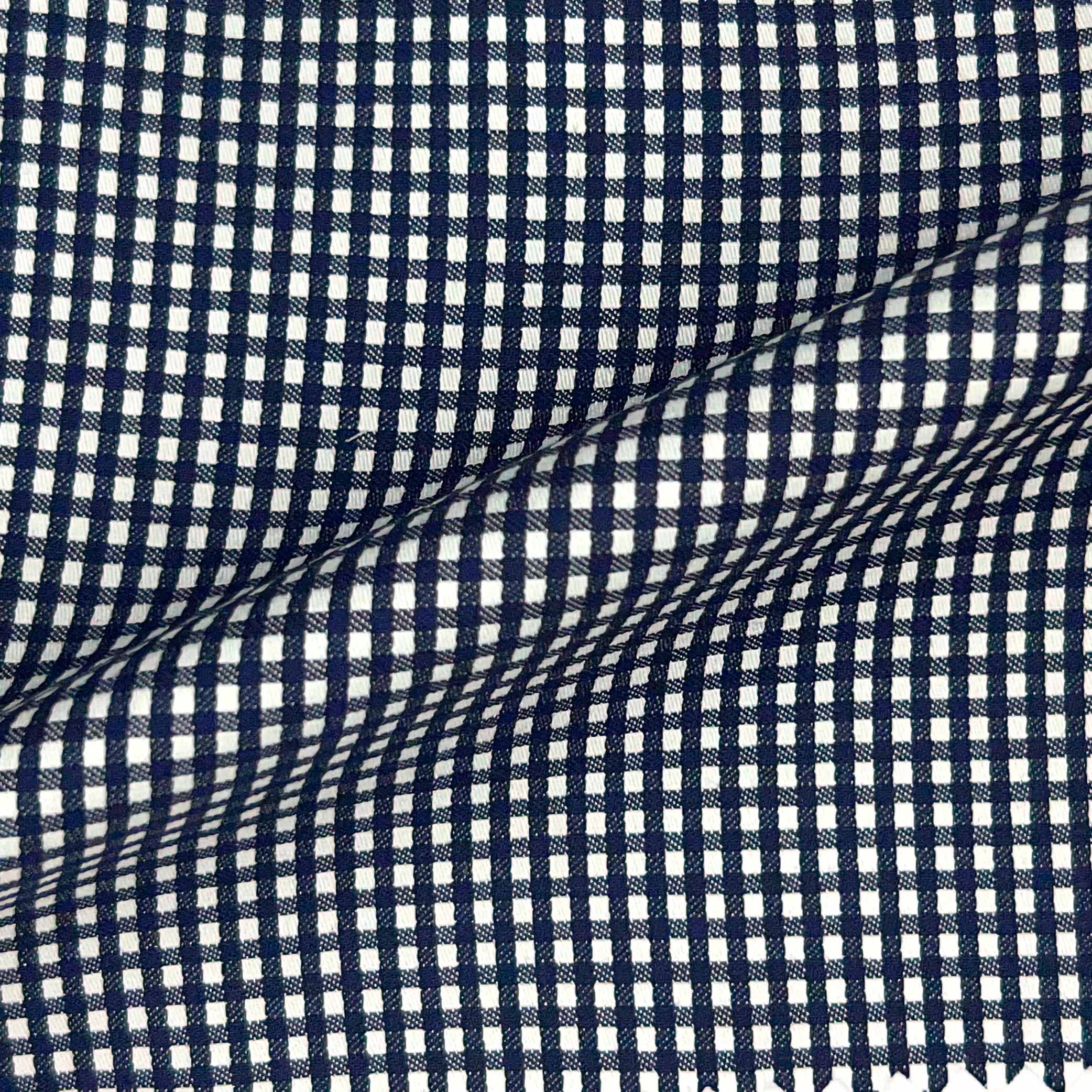 Midnight Navy Mini Gingham Check Giza 45 Egyptian Cotton Dress Shirt Cloth