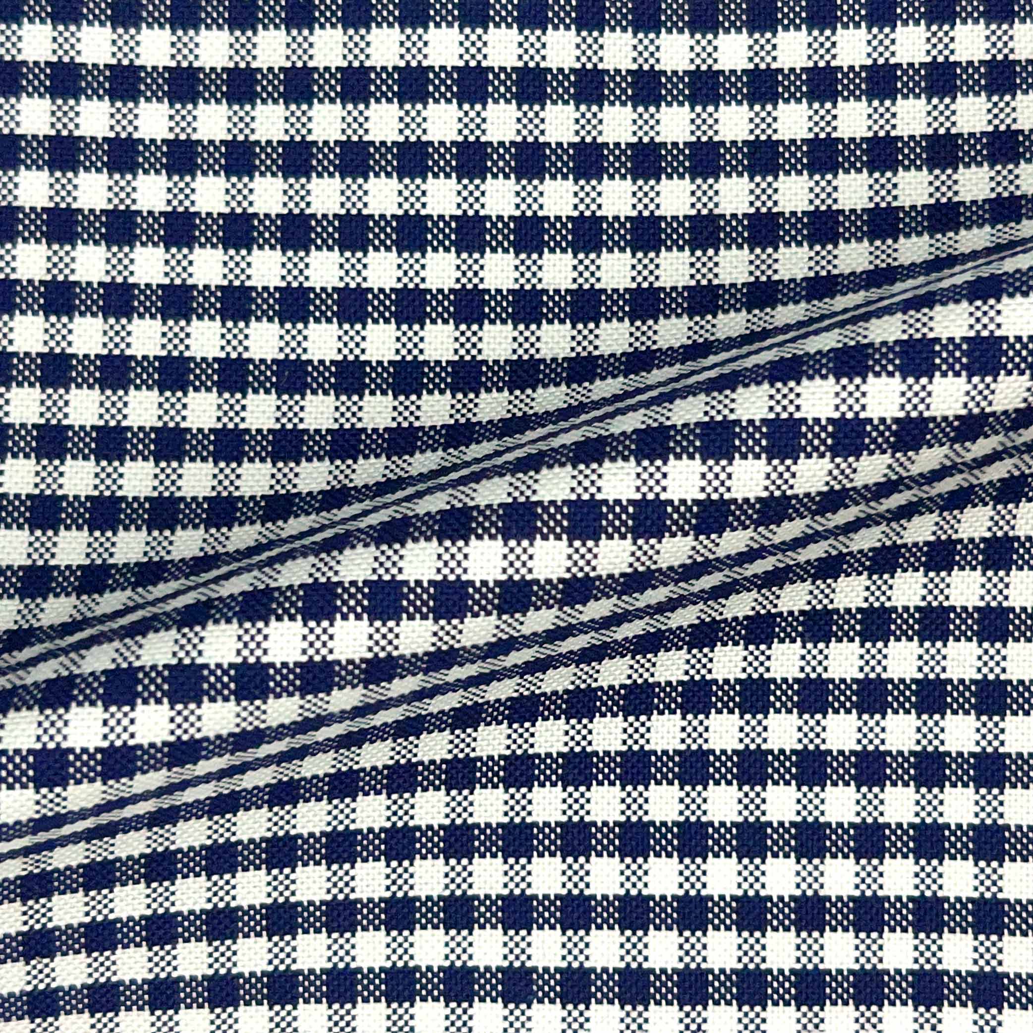 Navy Gingham Check Giza 45 Egyptian Cotton Dress Shirt Cloth
