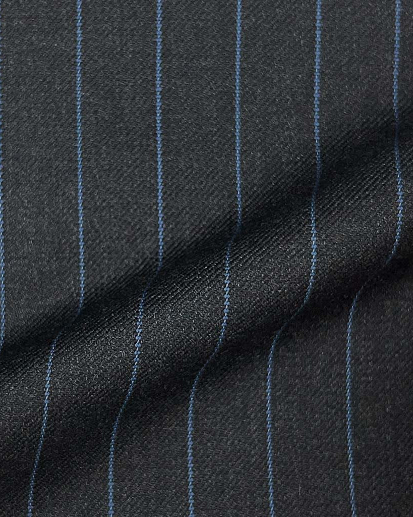 Westwood Hart Online Custom Hand Tailor Suits Sportcoats Trousers Waistcoats Overcoats Grey With Blue Pinstripes