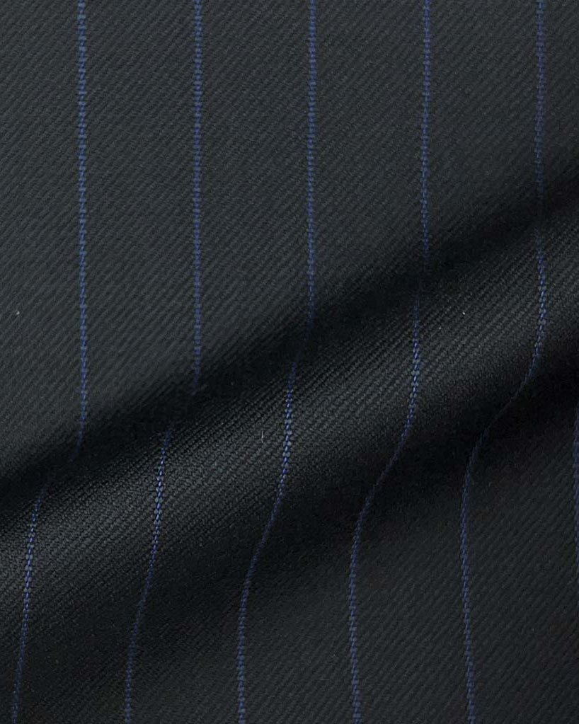 Westwood Hart Online Custom Hand Tailor Suits Sportcoats Trousers Waistcoats Overcoats Midnight Blue With Royal Blue Pinstripes