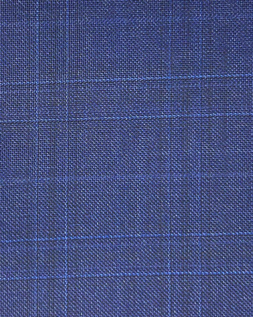 Loro Piana Four Seasons Super 130's Wool Westwood Hart Online Custom Hand Tailor Suits Sportcoats Trousers Waistcoats Overcoats Made To Measure Formalwear Tuxedo Steel Blue Windowpane