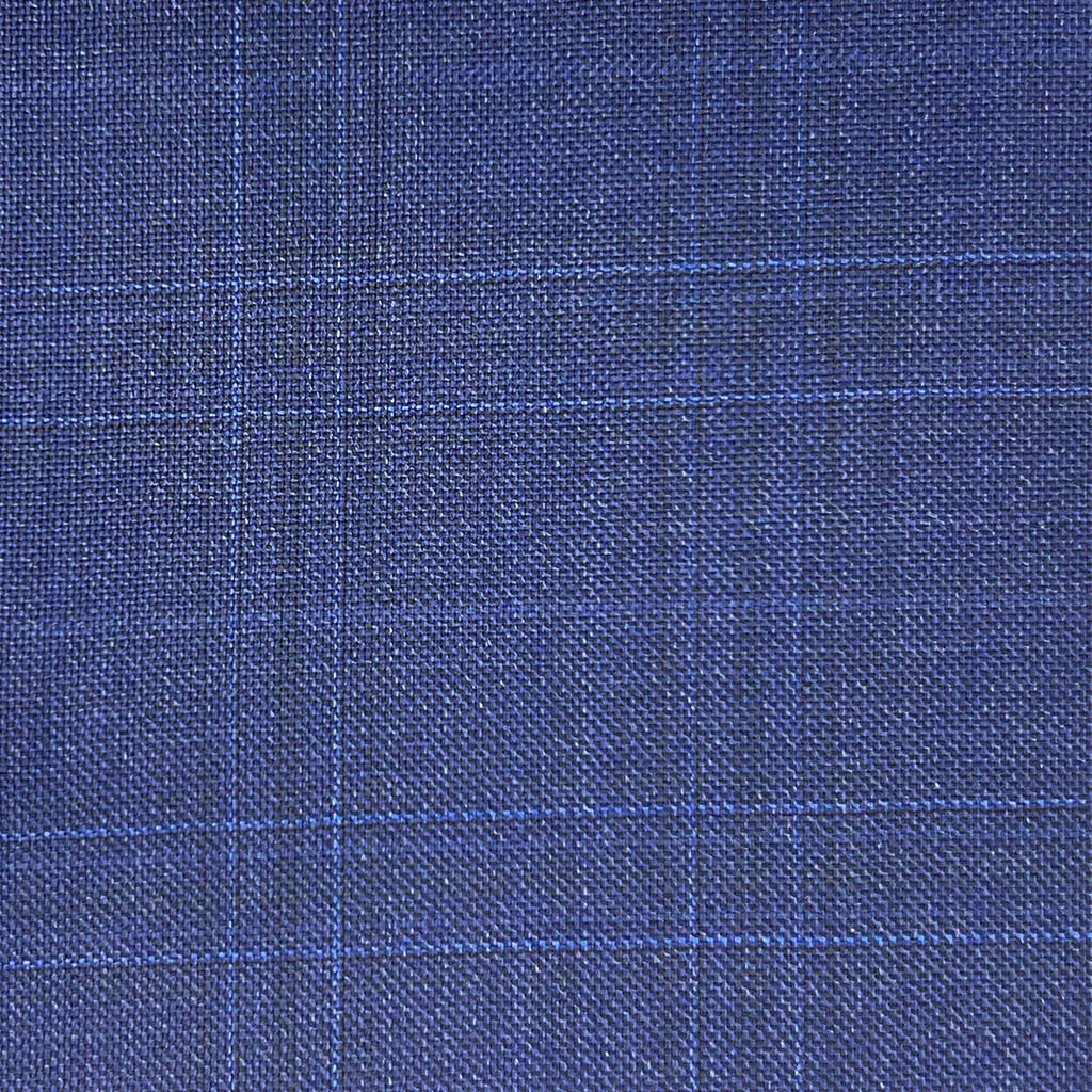 Loro Piana Four Seasons Super 130's Wool Westwood Hart Online Custom Hand Tailor Suits Sportcoats Trousers Waistcoats Overcoats Made To Measure Formalwear Tuxedo Steel Blue Windowpane