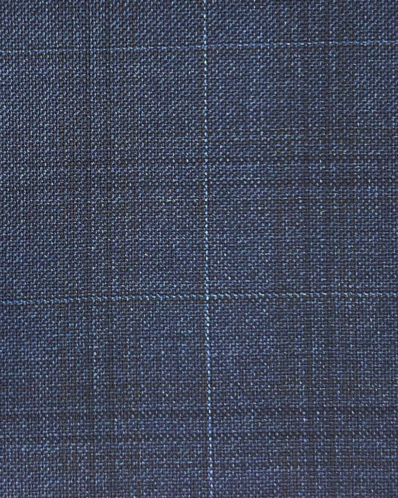 Loro Piana Four Seasons Super 130's Wool Westwood Hart Online Custom Hand Tailor Suits Sportcoats Trousers Waistcoats Overcoats Made To Measure Formalwear Tuxedo Navy Windowpane
