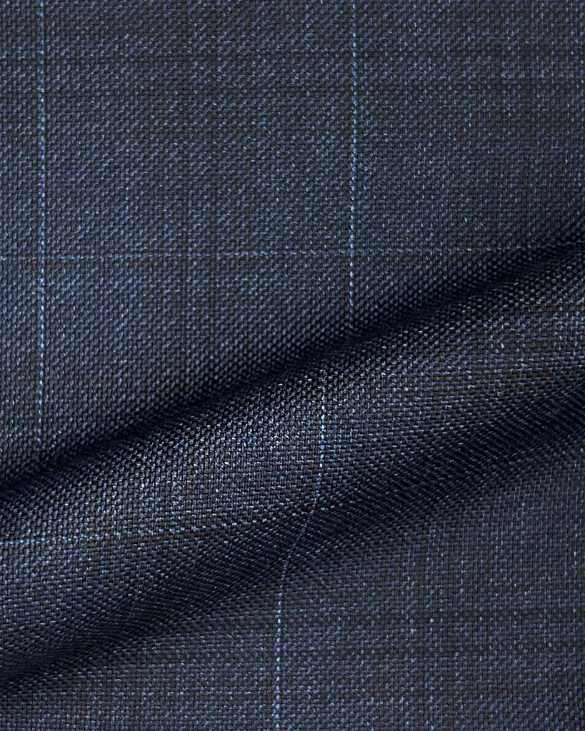 Loro Piana Four Seasons Super 130's Wool Westwood Hart Online Custom Hand Tailor Suits Sportcoats Trousers Waistcoats Overcoats Made To Measure Formalwear Tuxedo Navy Windowpane