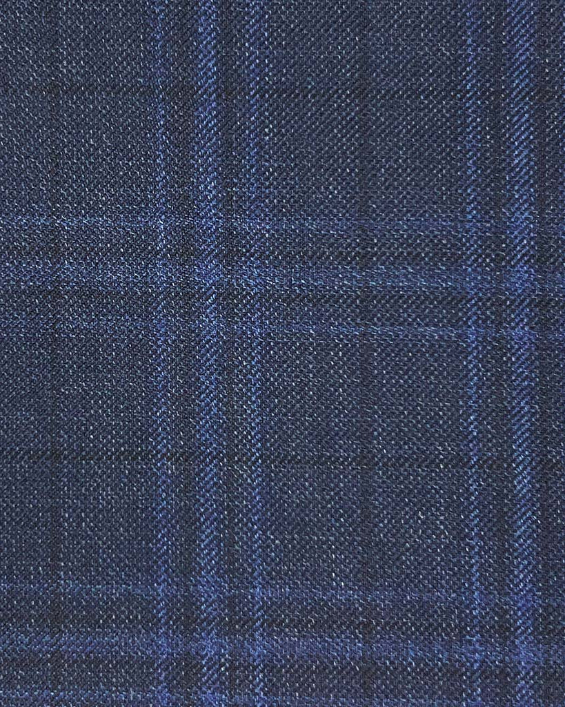 Loro Piana Four Seasons Super 130's Wool Westwood Hart Online Custom Hand Tailor Suits Sportcoats Trousers Waistcoats Overcoats Made To Measure Formalwear Tuxedo Navy With Blue Windowpane
