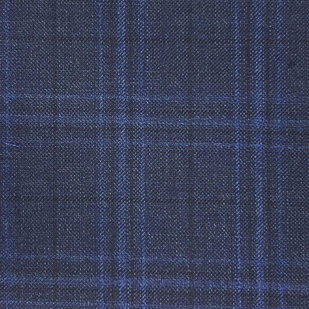 Loro Piana Four Seasons Super 130's Wool Westwood Hart Online Custom Hand Tailor Suits Sportcoats Trousers Waistcoats Overcoats Made To Measure Formalwear Tuxedo Navy With Blue Windowpane