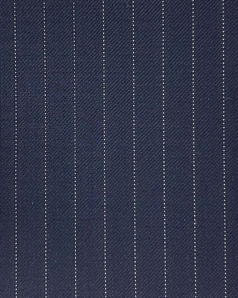 Loro Piana Four Seasons Super 130's Wool Westwood Hart Online Custom Hand Tailor Suits Sportcoats Trousers Waistcoats Overcoats Made To Measure Formalwear Tuxedo Midnight Blue Pinstripes