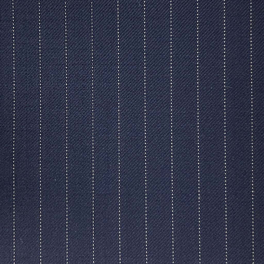 Loro Piana Four Seasons Super 130's Wool Westwood Hart Online Custom Hand Tailor Suits Sportcoats Trousers Waistcoats Overcoats Made To Measure Formalwear Tuxedo Midnight Blue Pinstripes