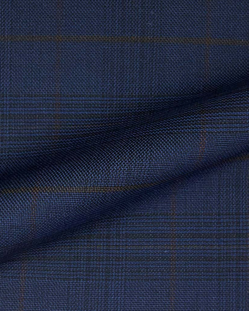 Lanifico Cerruti Nobility Super 150's Virgin Wool Westwood Hart Online Custom Hand Tailor Suits Sportcoats Trousers Waistcoats Overcoats Made To Measure Formalwear Tuxedo Navy Glen Plaid With Brown Windowpane