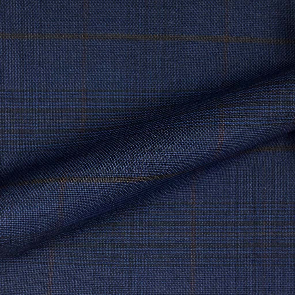 Lanifico Cerruti Nobility Super 150's Virgin Wool Westwood Hart Online Custom Hand Tailor Suits Sportcoats Trousers Waistcoats Overcoats Made To Measure Formalwear Tuxedo Navy Glen Plaid With Brown Windowpane